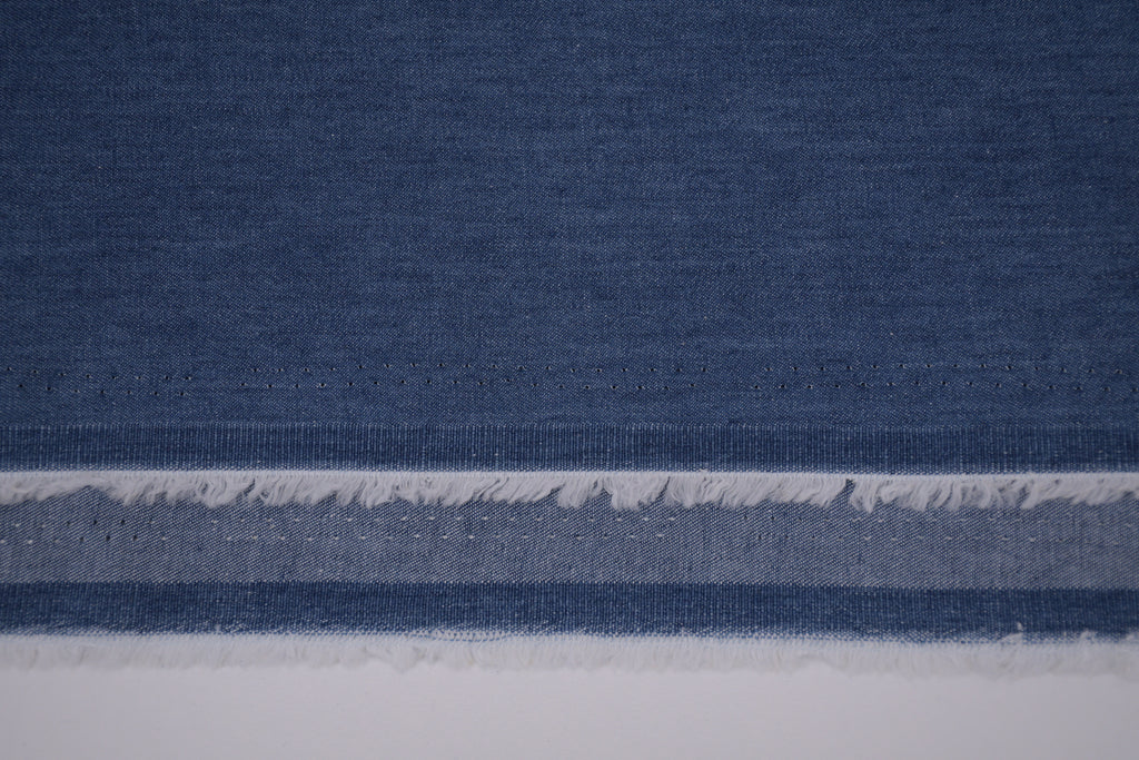4oz Cotton Chambray Combed and Mercerized Denim Fabric - Mid Blue Wash
