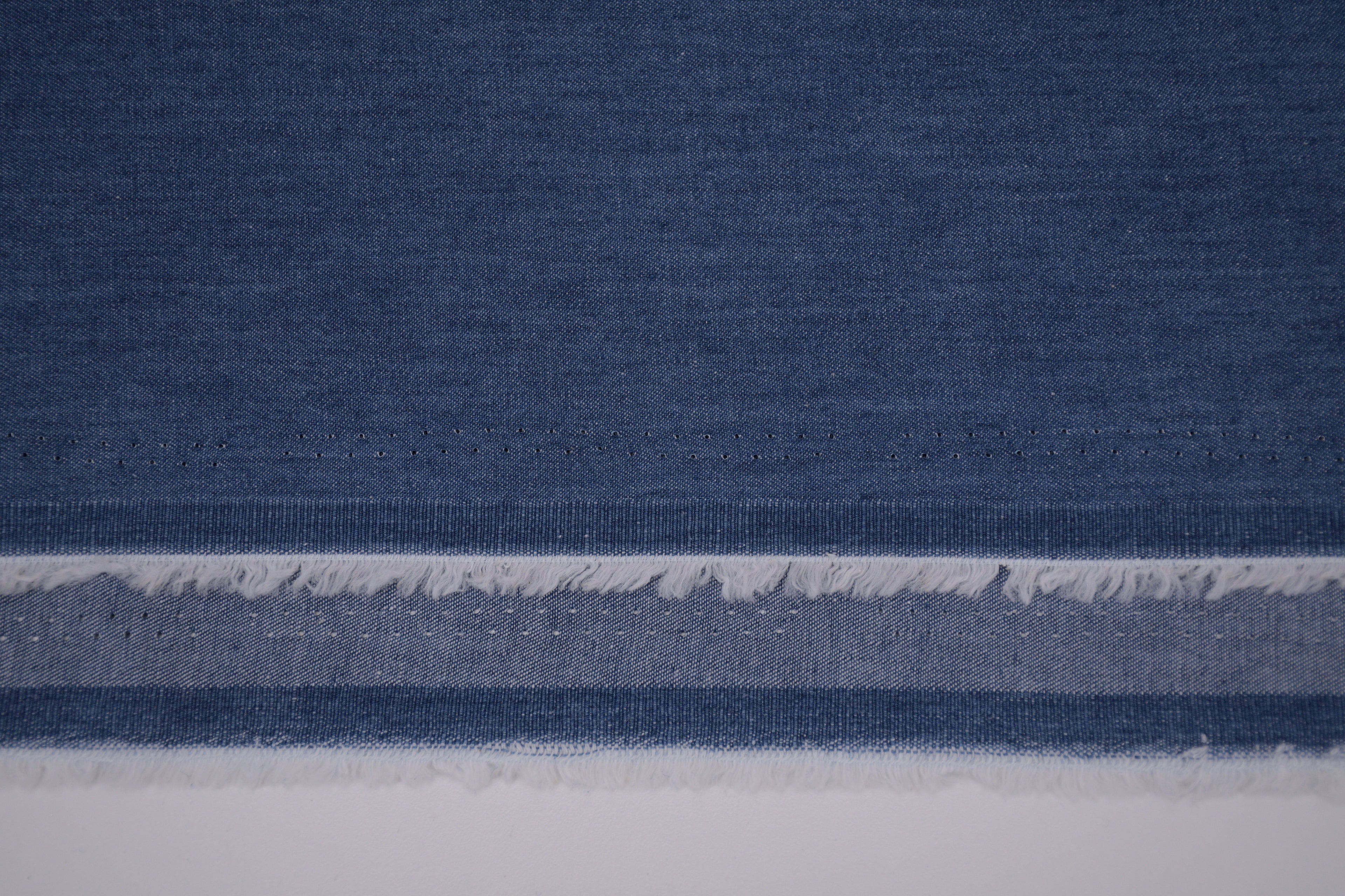 4oz Cotton Chambray Combed and Mercerized Denim Fabric - Mid Blue Wash