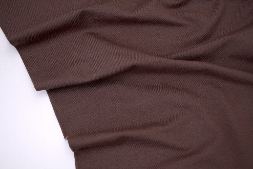 Single Jersey Knit Cotton Spandex Fabric - Espresso