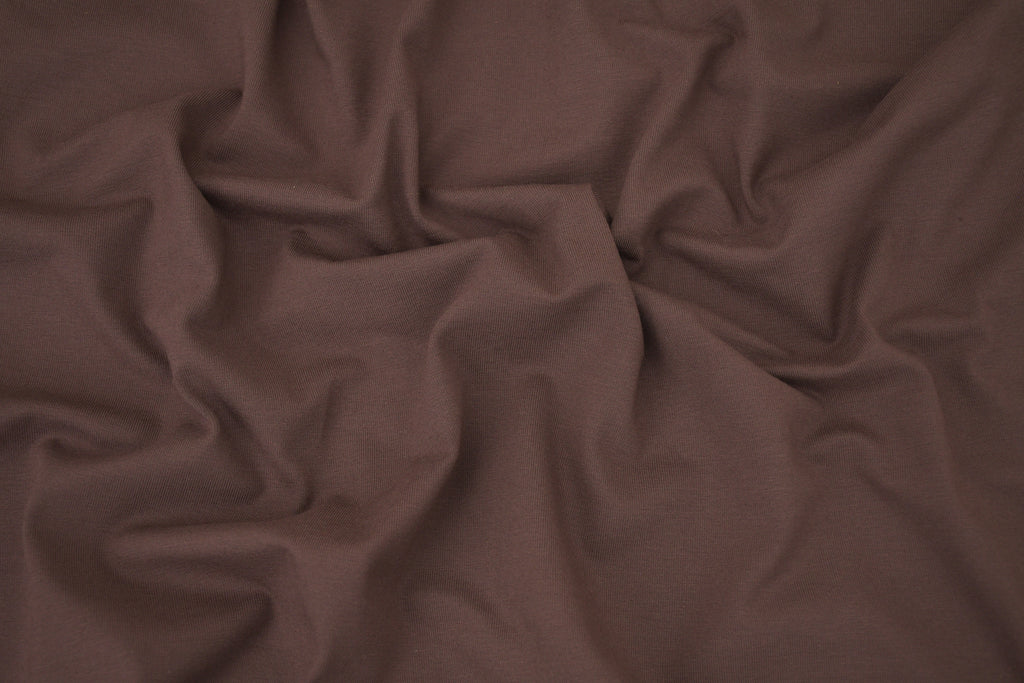 Single Jersey Knit Cotton Spandex Fabric - Espresso