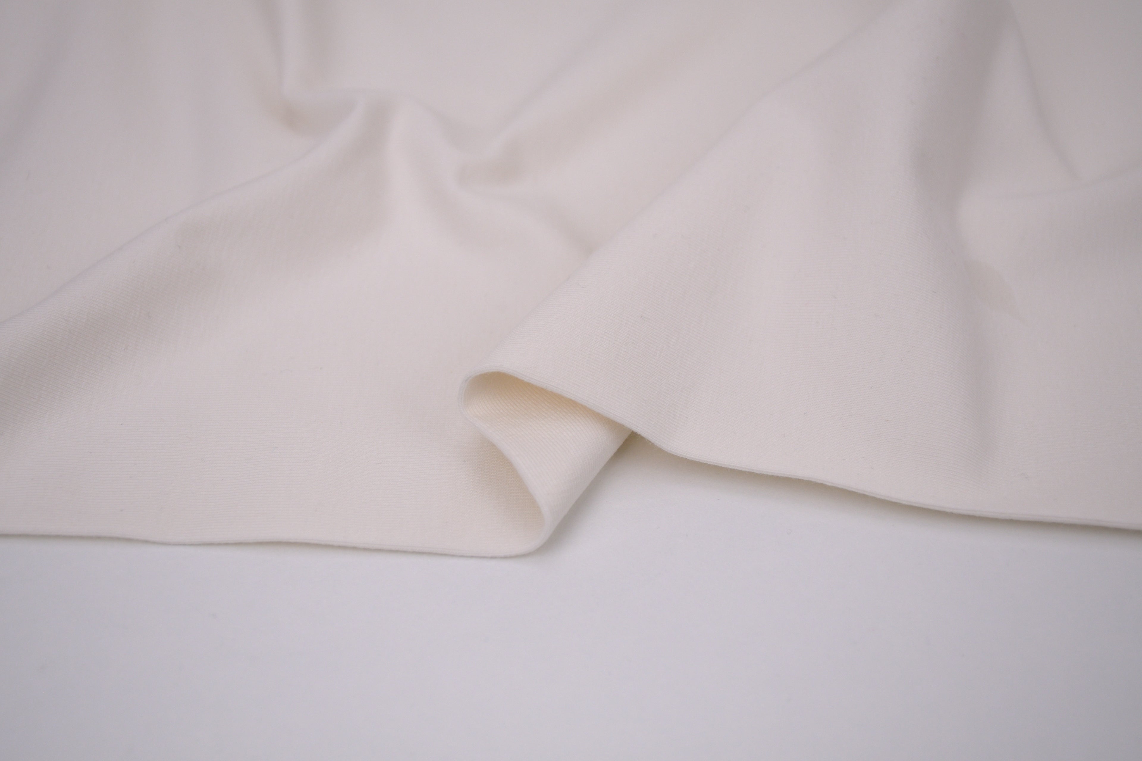 Single Jersey Knit Cotton Spandex Fabric - Natural