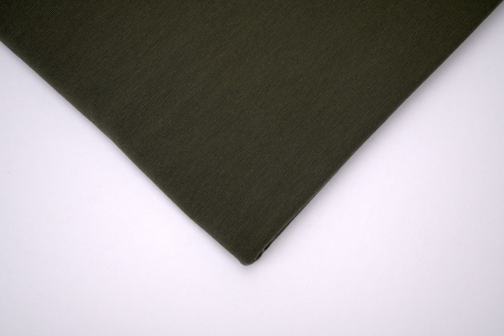 Single Jersey Knit Cotton Spandex Fabric - Olive
