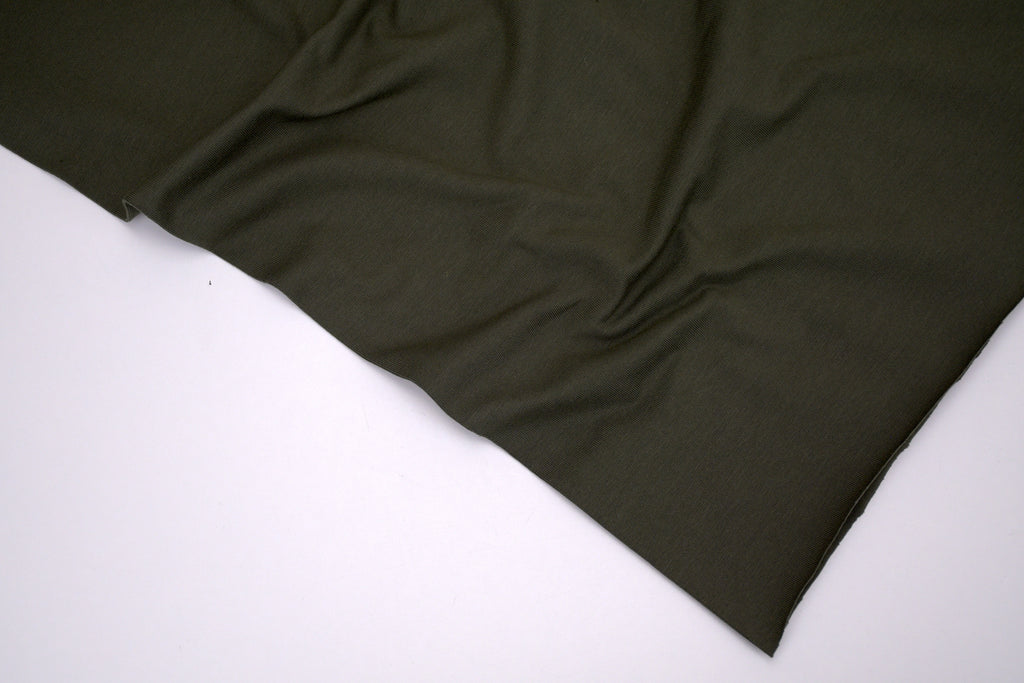 Single Jersey Knit Cotton Spandex Fabric - Olive