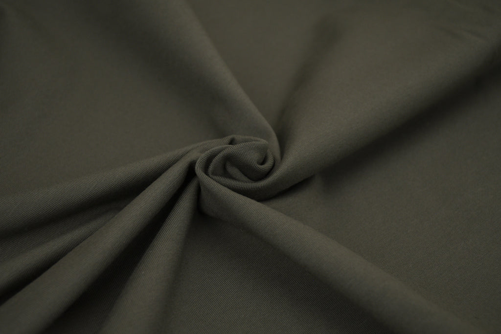 Single Jersey Knit Cotton Spandex Fabric - Olive
