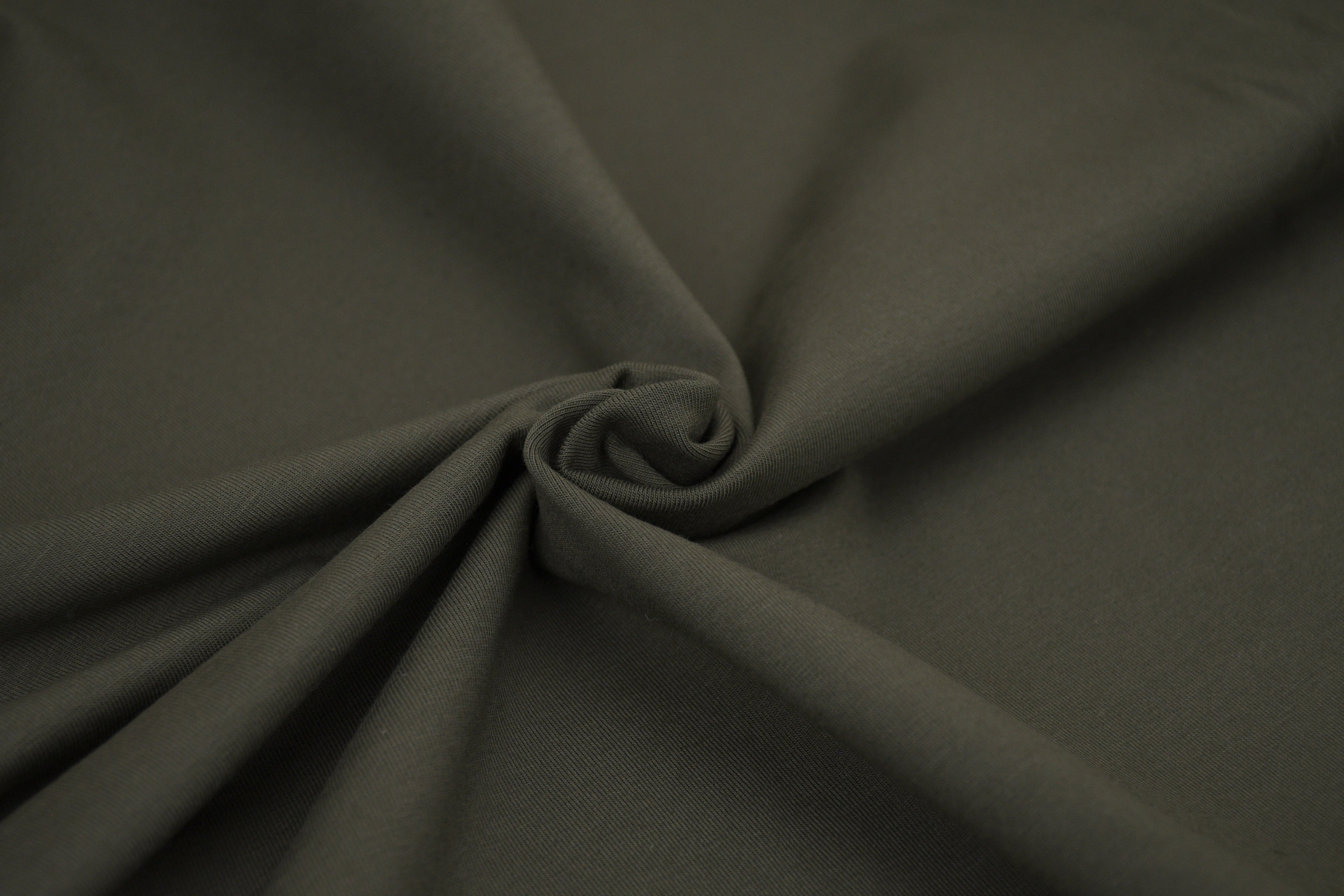 Single Jersey Knit Cotton Spandex Fabric - Olive