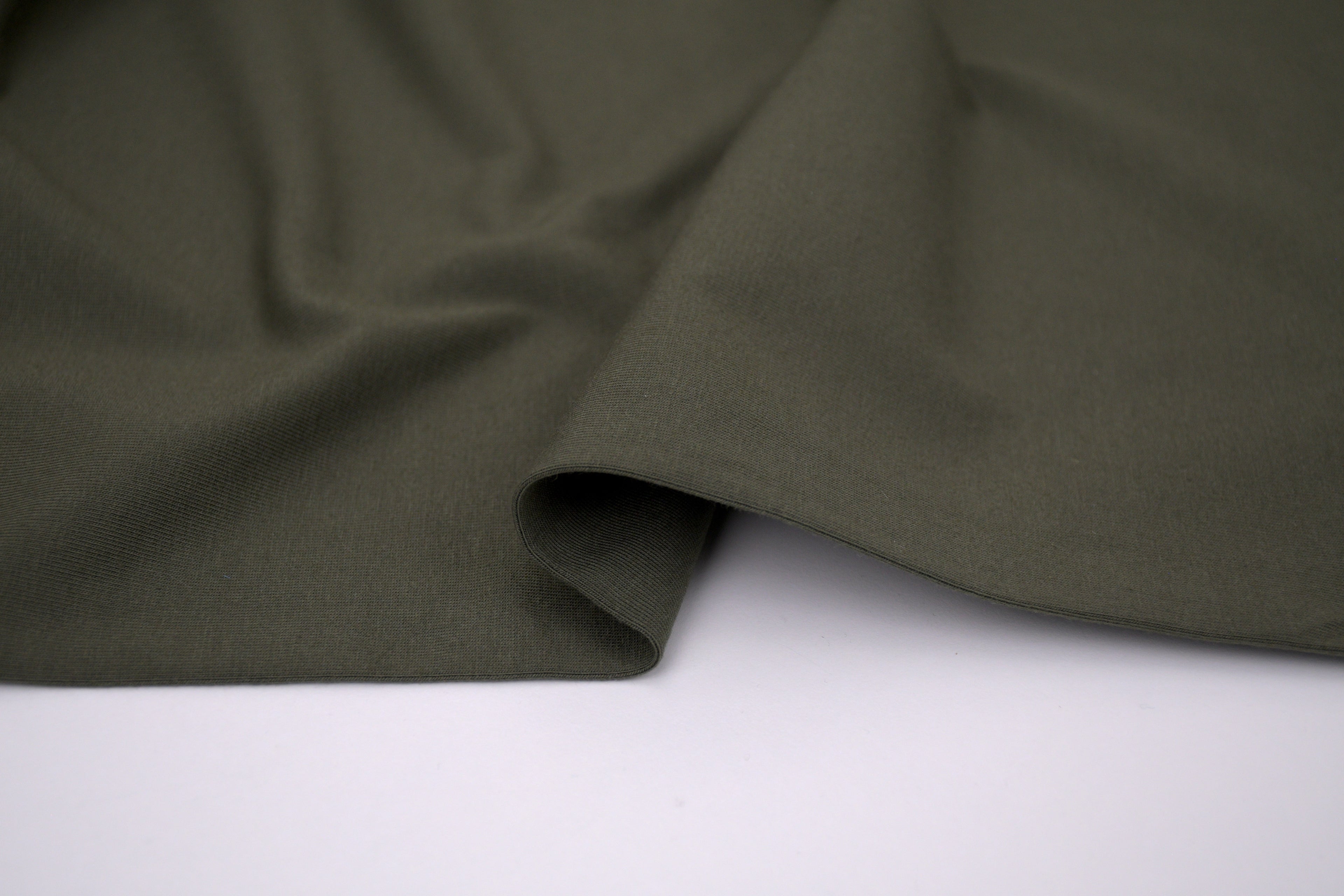 Single Jersey Knit Cotton Spandex Fabric - Olive
