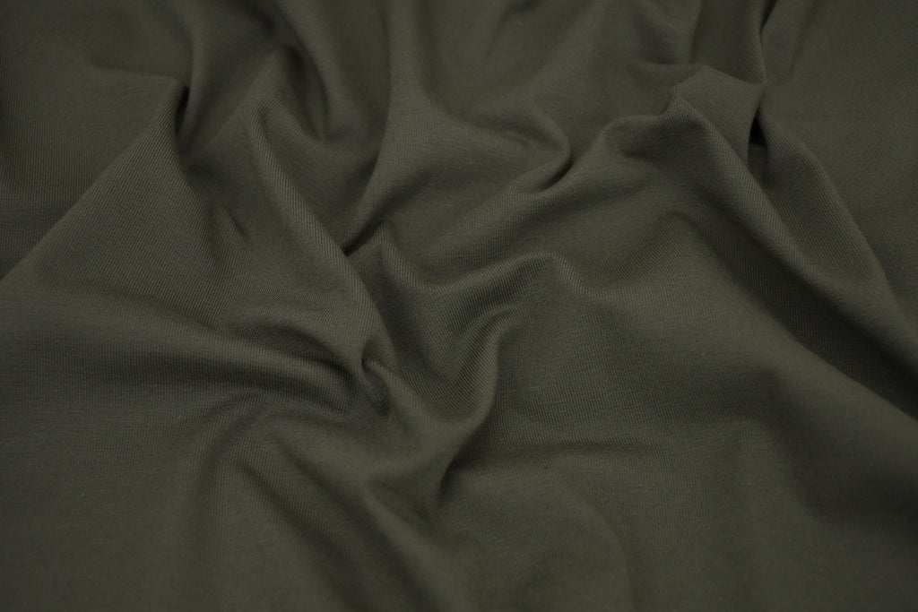 Single Jersey Knit Cotton Spandex Fabric - Olive