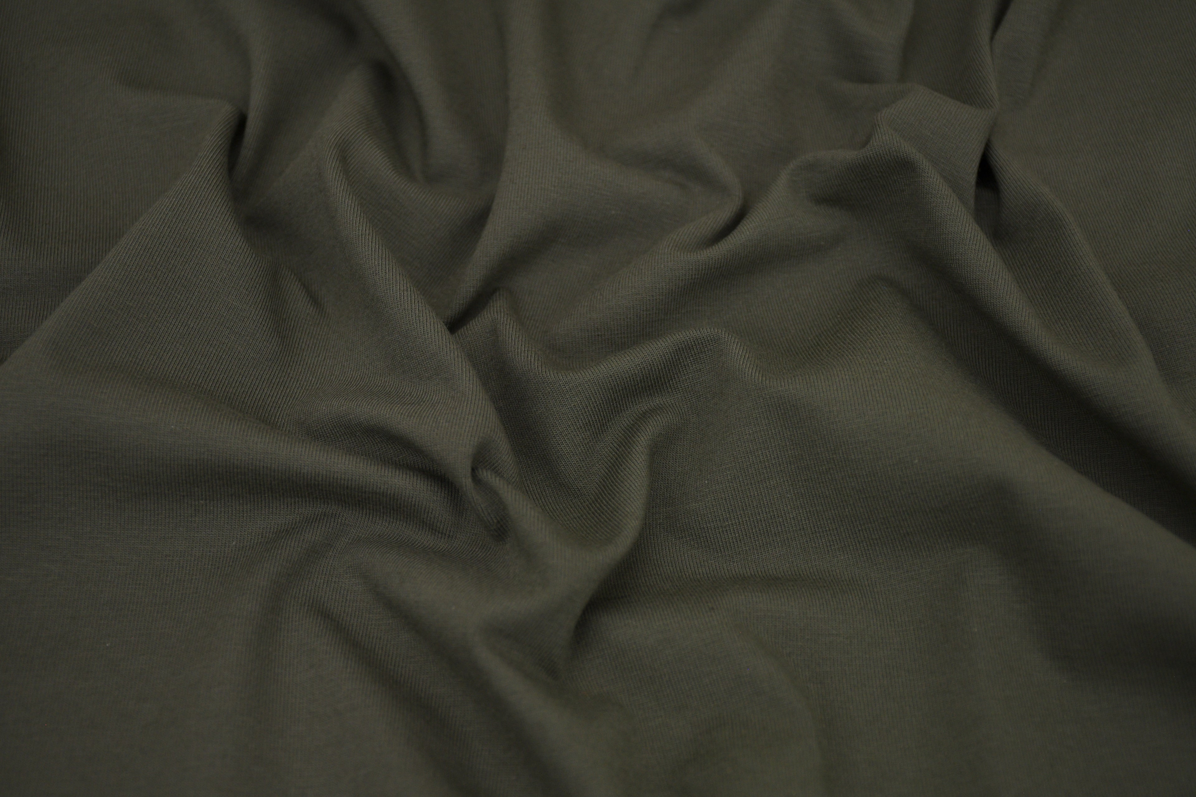 Single Jersey Knit Cotton Spandex Fabric - Olive