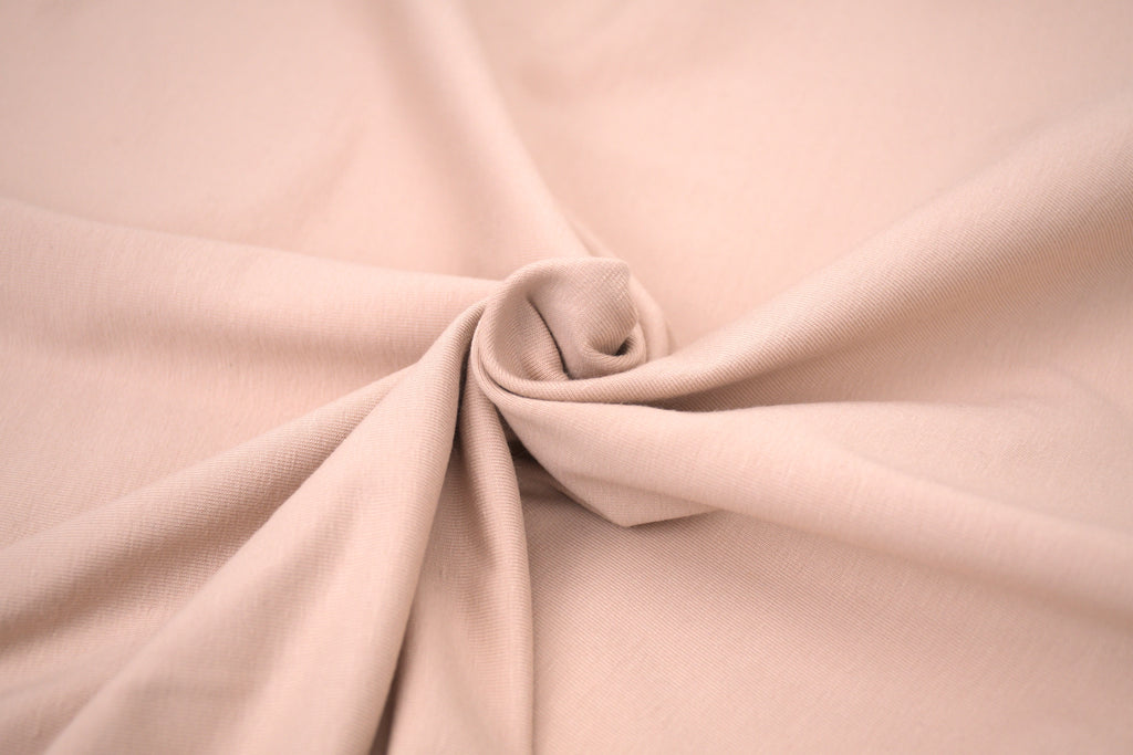 Single Jersey Knit Cotton Spandex Fabric - Almond