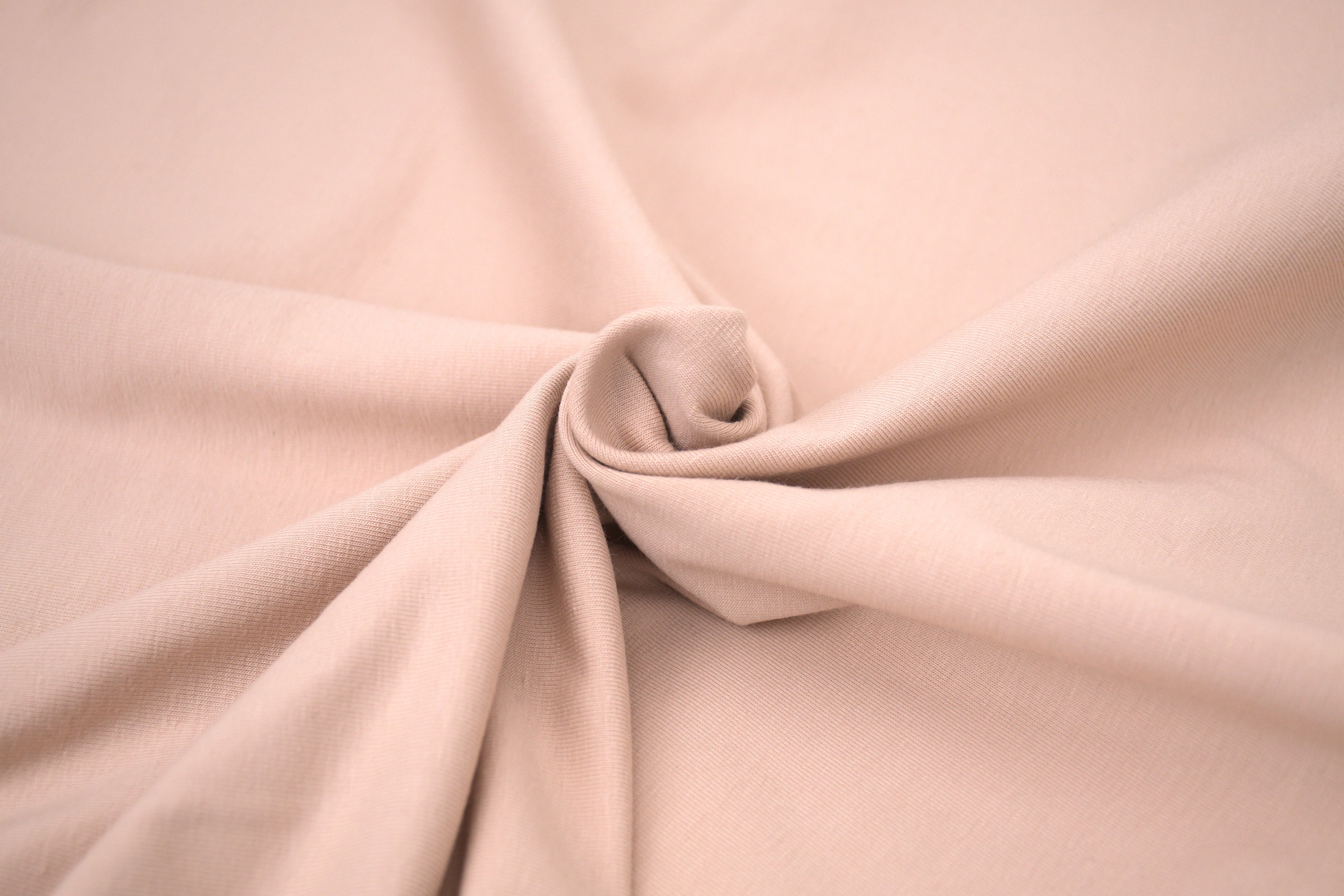 Single Jersey Knit Cotton Spandex Fabric - Almond