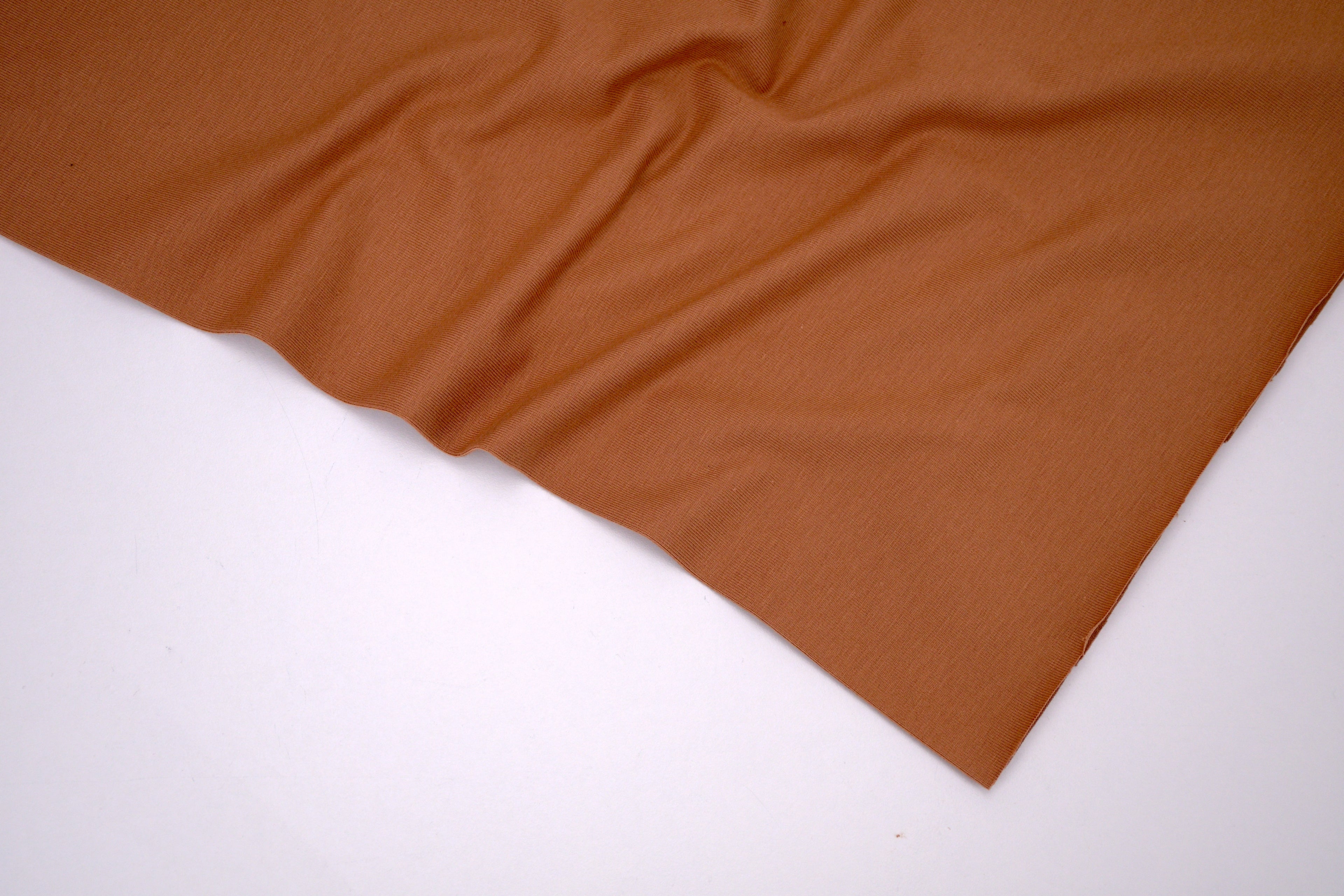 Single Jersey Knit Cotton Spandex Fabric - Toffee