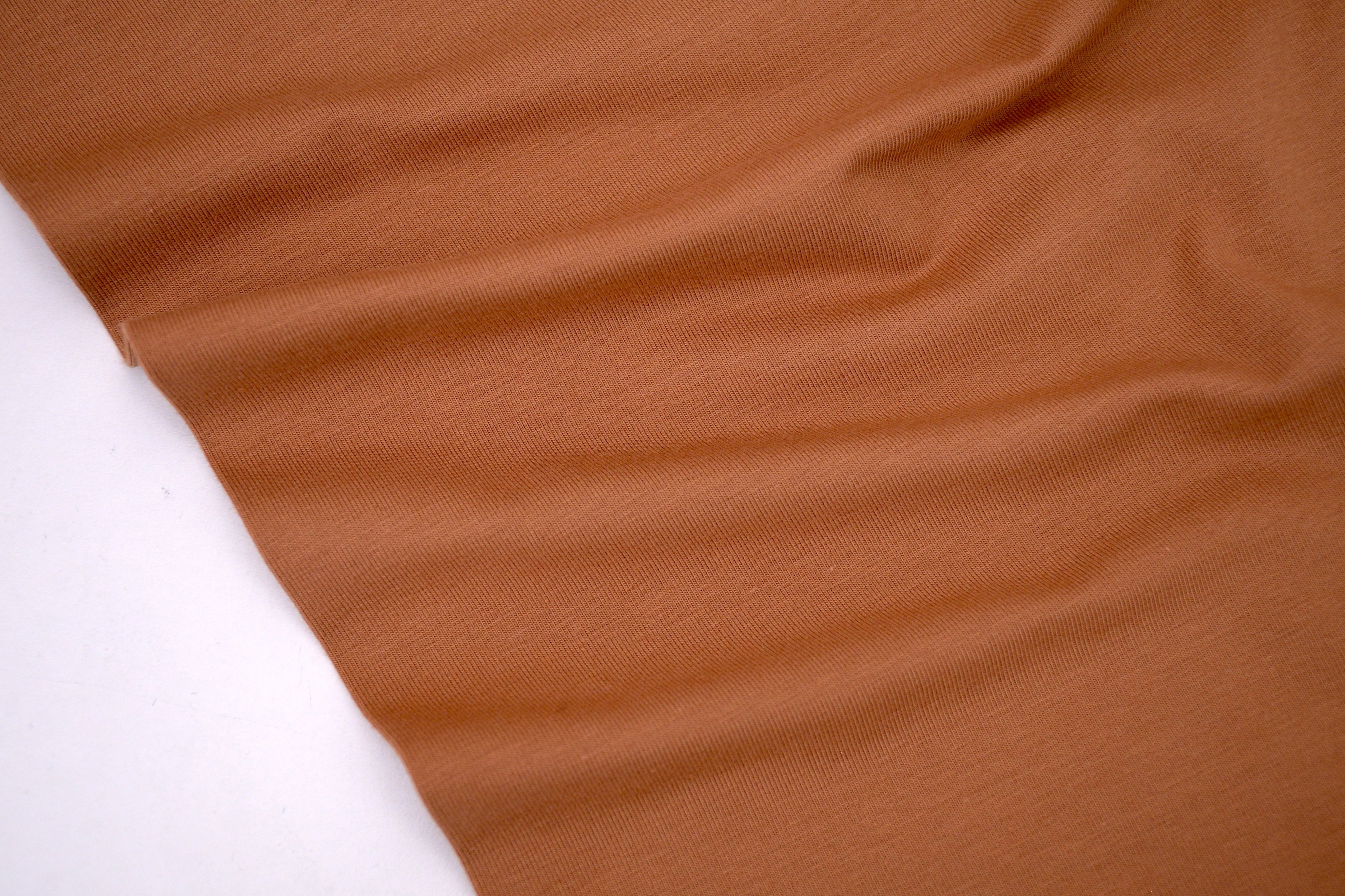 Single Jersey Knit Cotton Spandex Fabric - Toffee