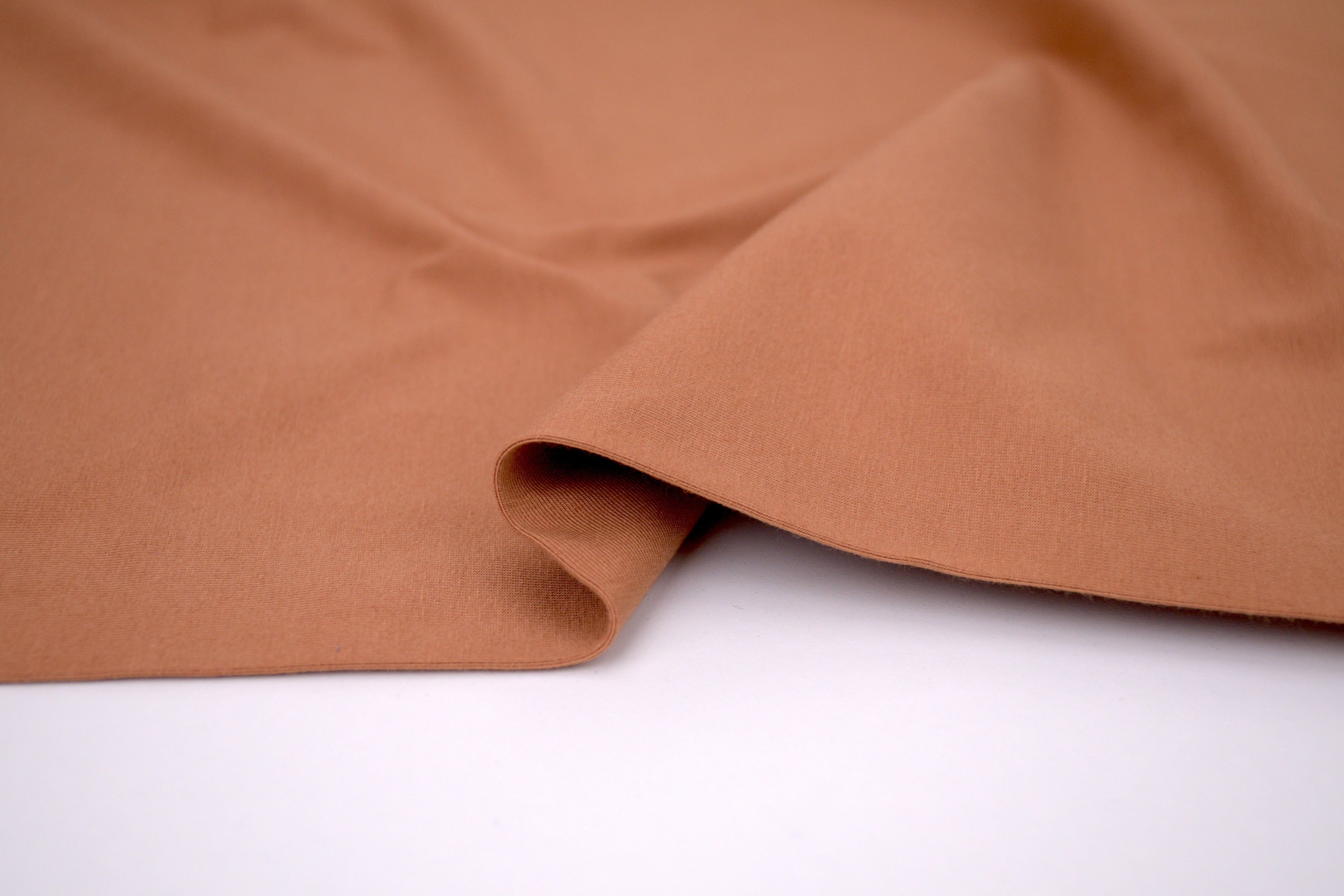 Single Jersey Knit Cotton Spandex Fabric - Toffee