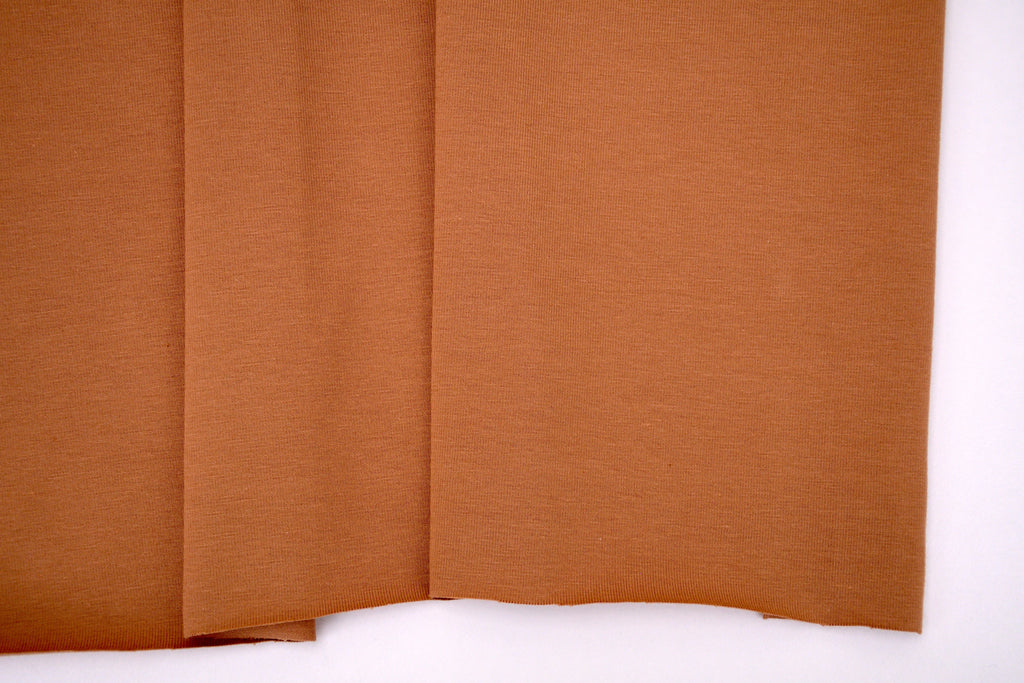 Single Jersey Knit Cotton Spandex Fabric - Toffee