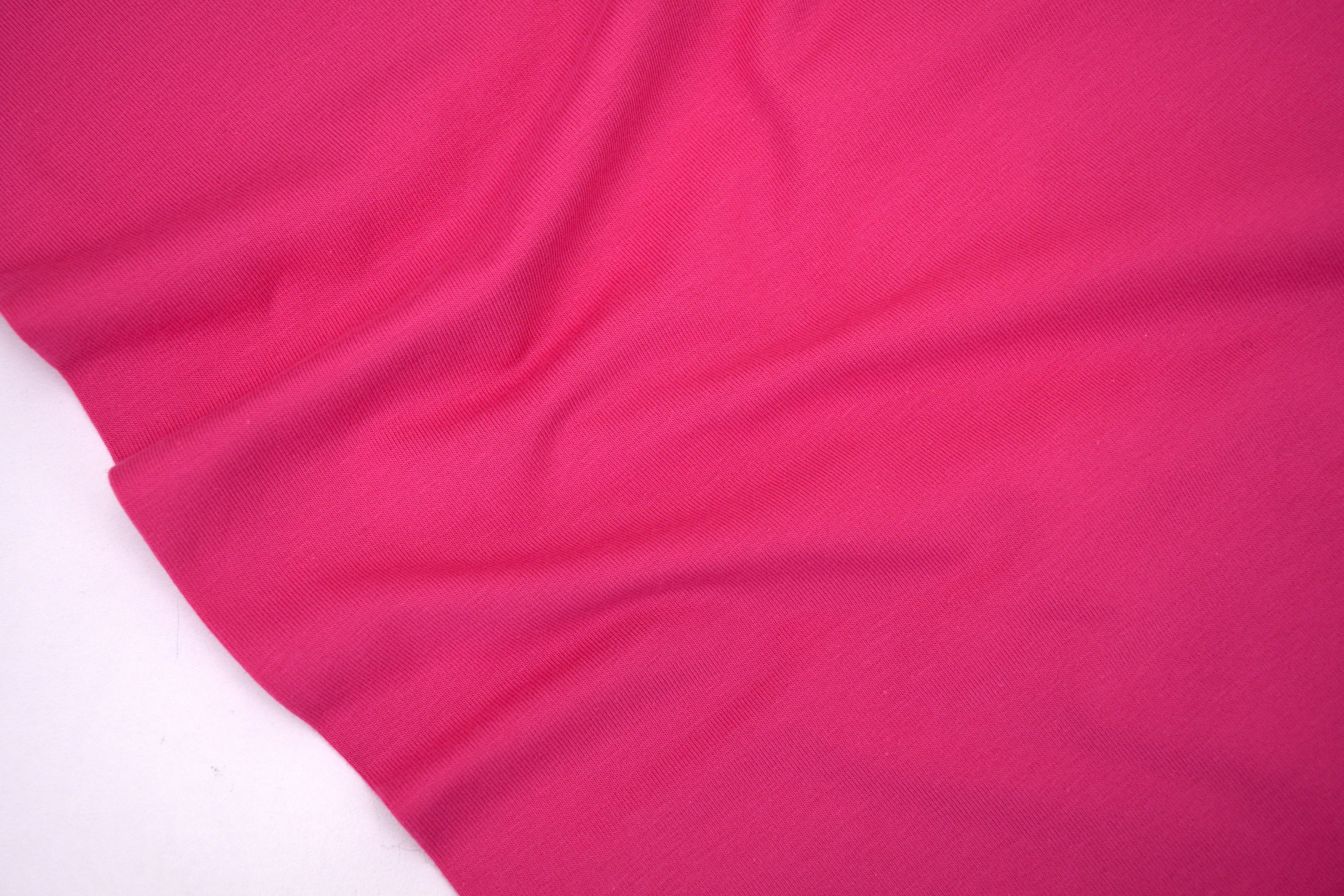 Single Jersey Knit Cotton Spandex Fabric - Electric Pink