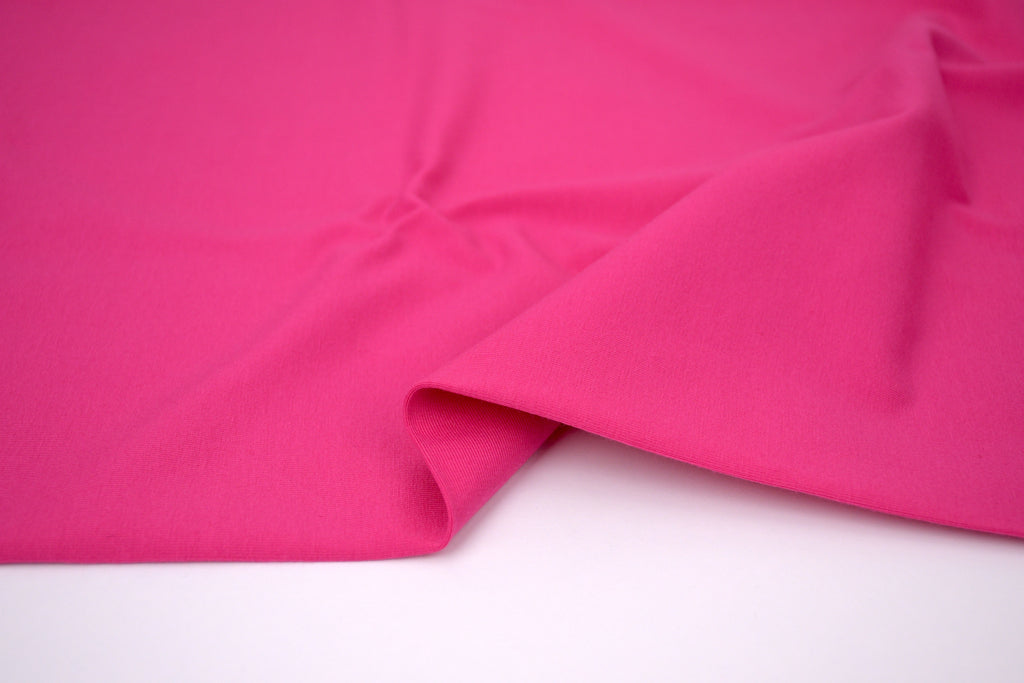 Single Jersey Knit Cotton Spandex Fabric - Electric Pink