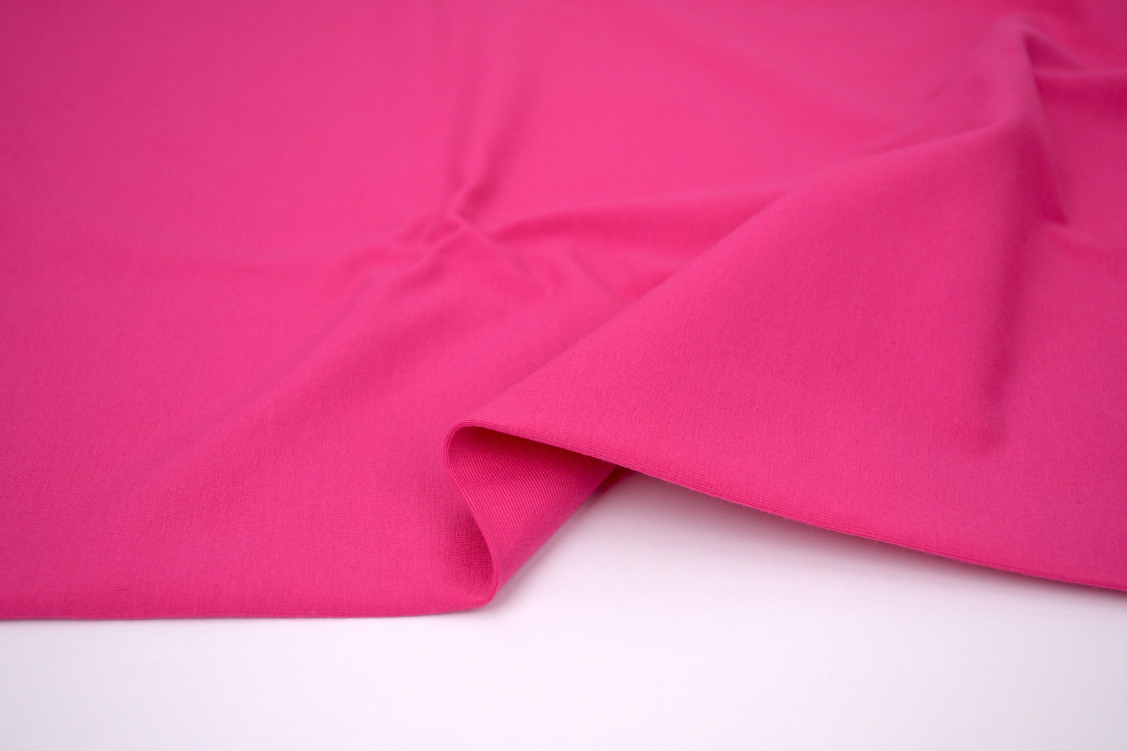 Single Jersey Knit Cotton Spandex Fabric - Electric Pink