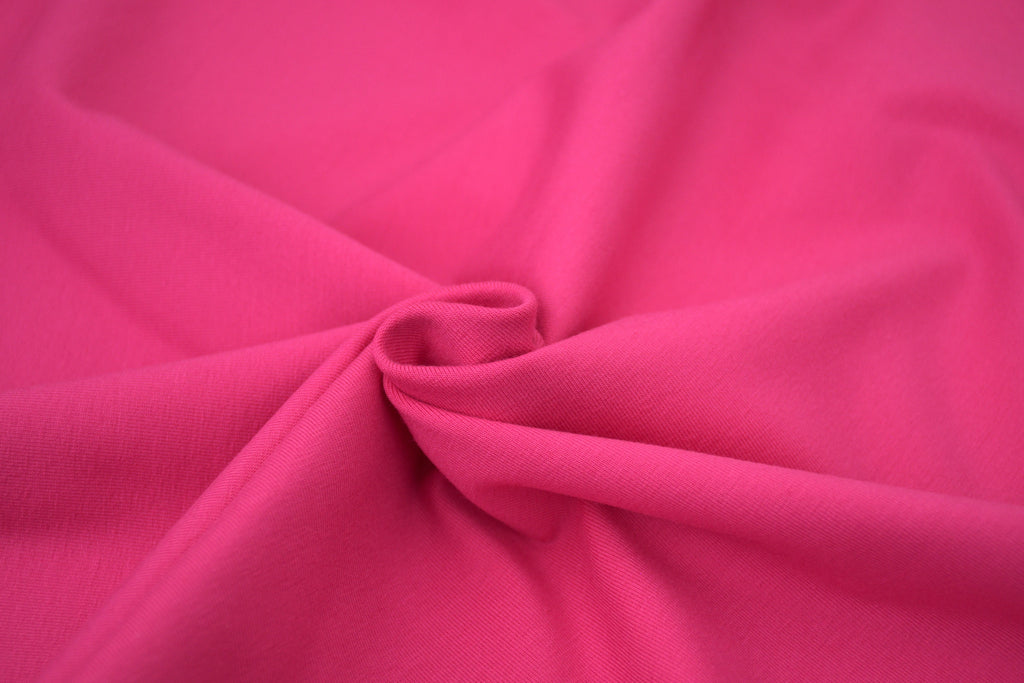 Single Jersey Knit Cotton Spandex Fabric - Electric Pink