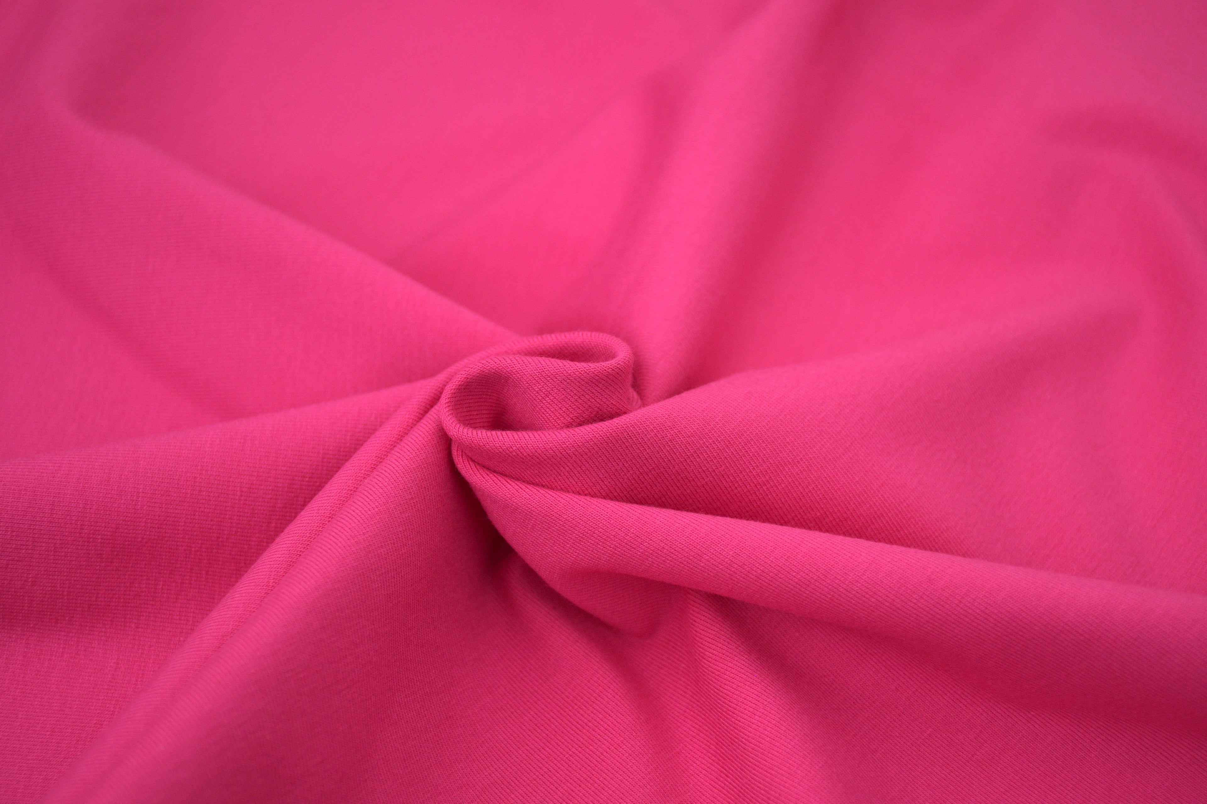 Single Jersey Knit Cotton Spandex Fabric - Electric Pink