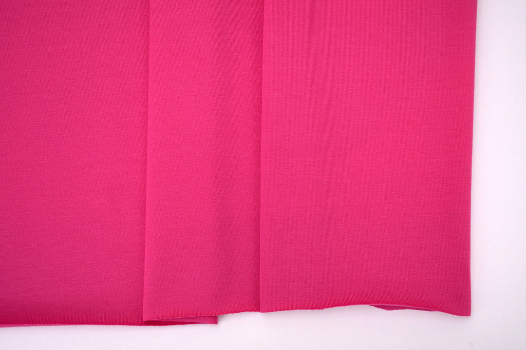 Single Jersey Knit Cotton Spandex Fabric - Electric Pink