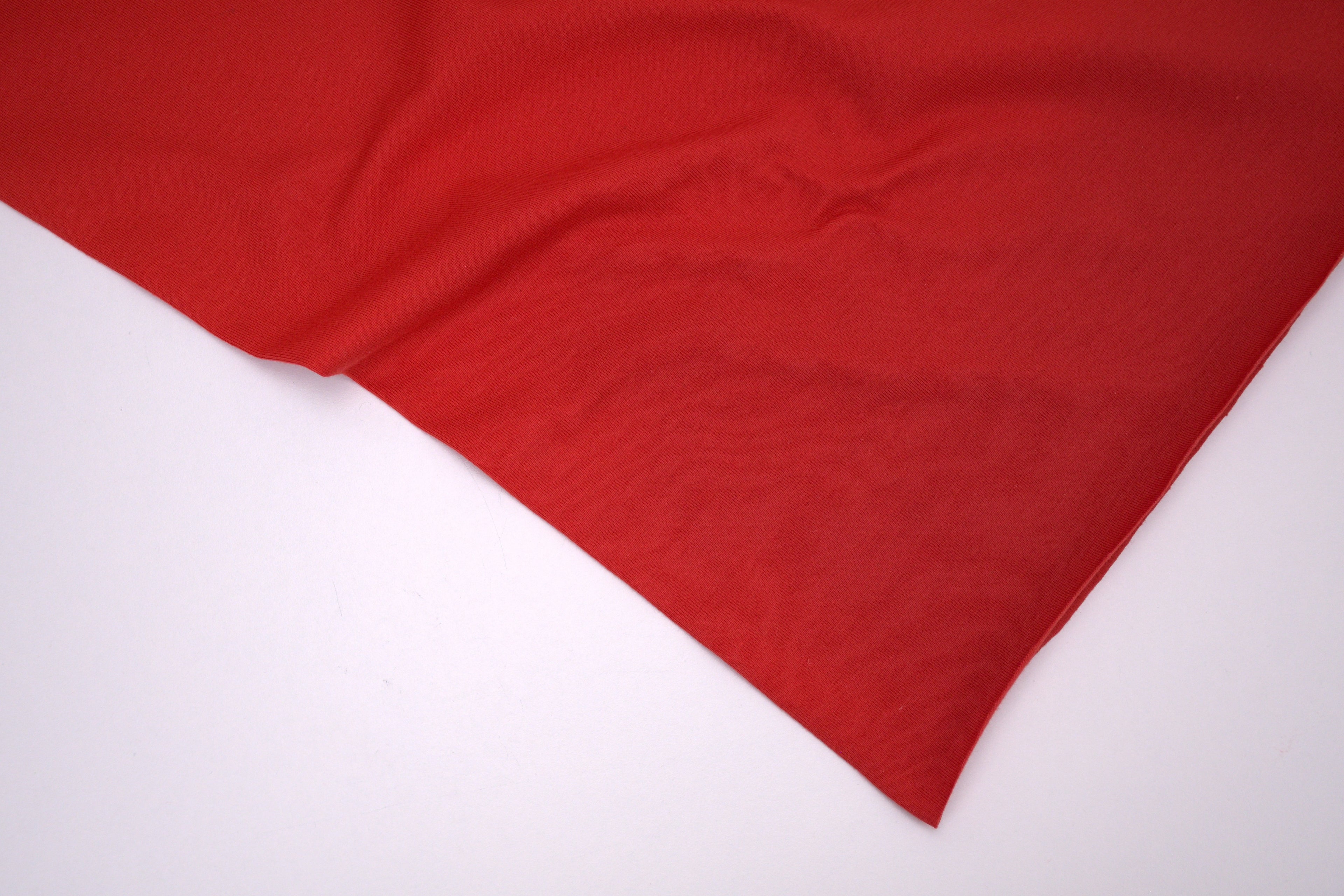 Single Jersey Knit Cotton Spandex Fabric - Bright Red