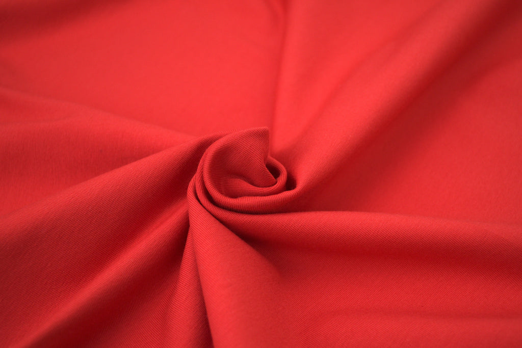 Single Jersey Knit Cotton Spandex Fabric - Bright Red