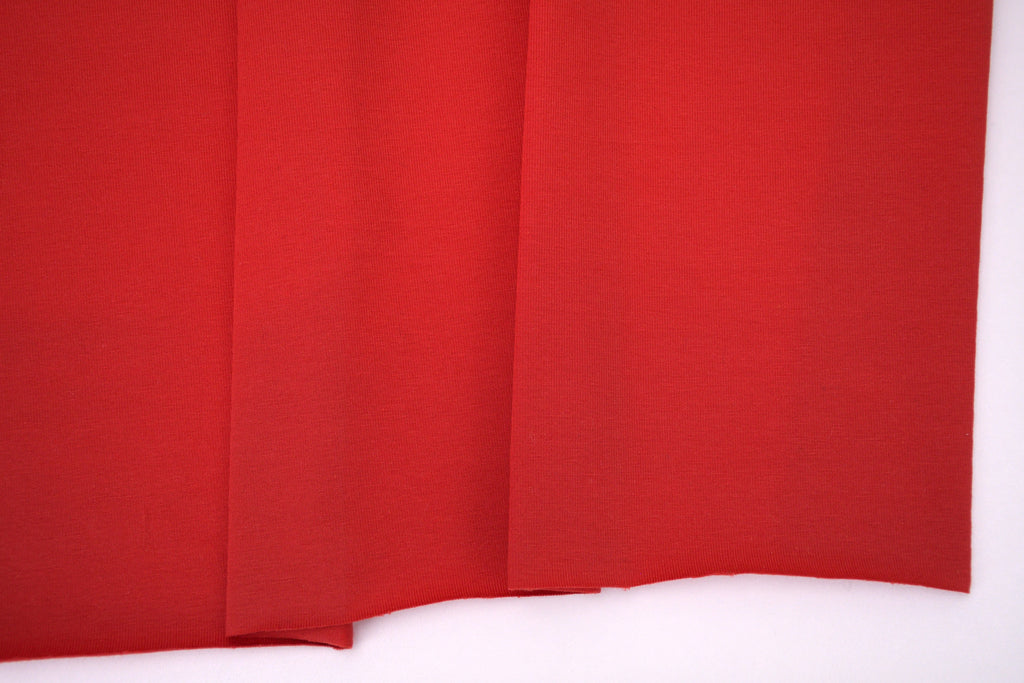 Single Jersey Knit Cotton Spandex Fabric - Bright Red