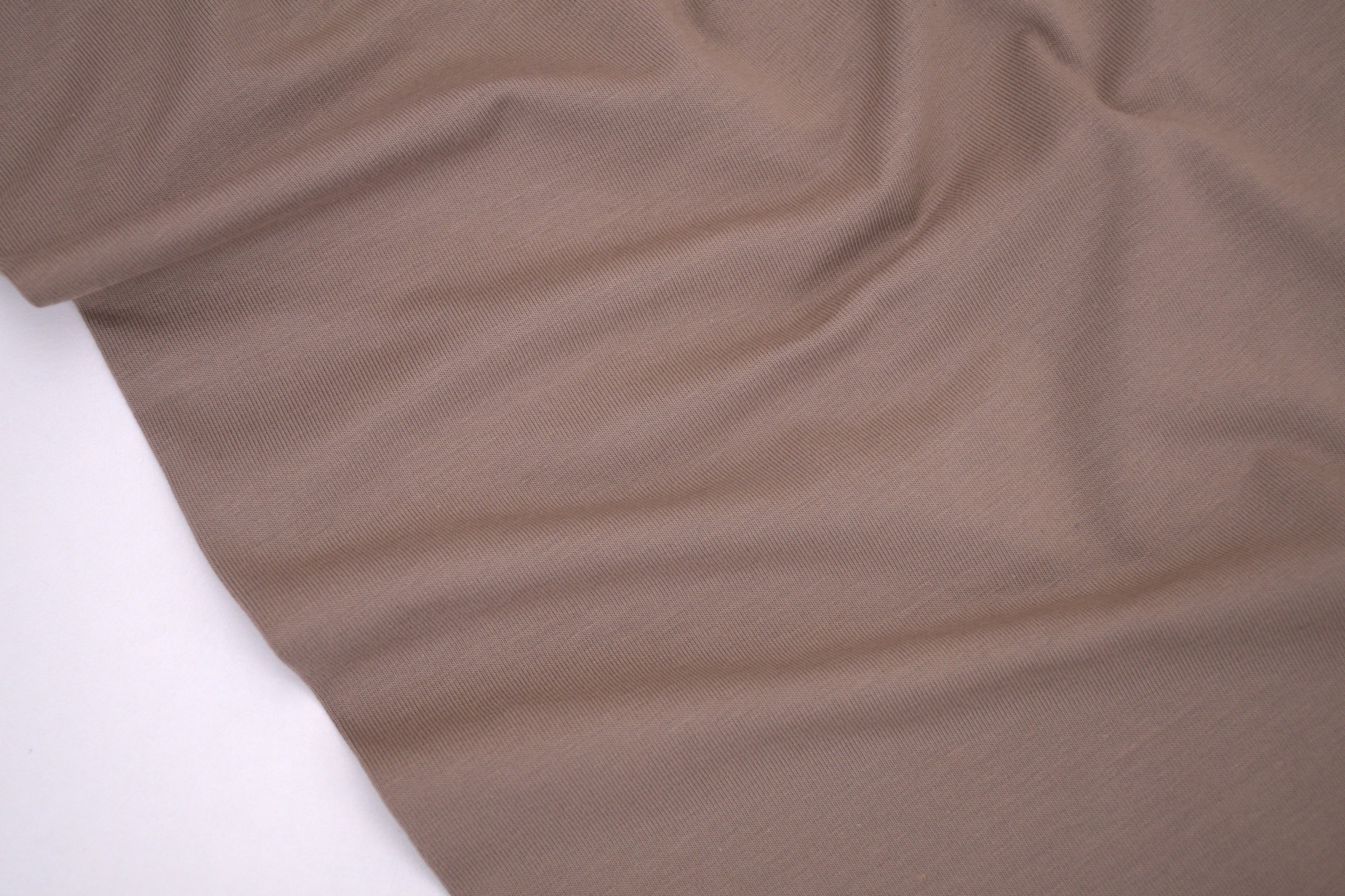 Single Jersey Knit Cotton Spandex Fabric - Smoky Brown