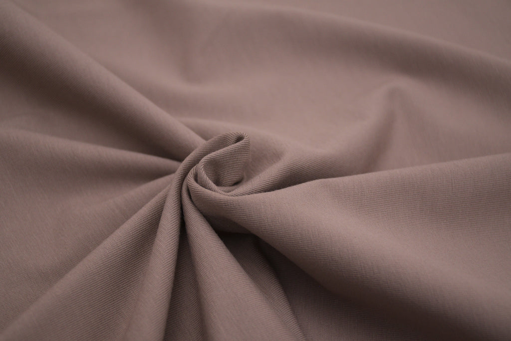 Single Jersey Knit Cotton Spandex Fabric - Smoky Brown