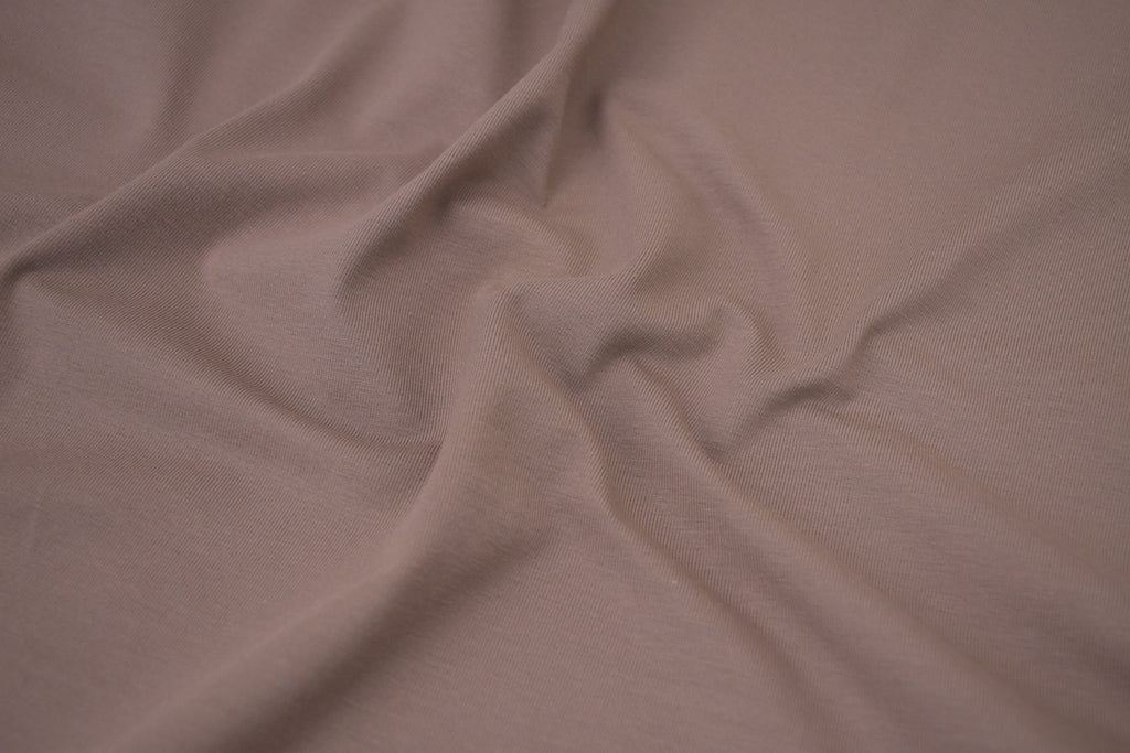 Single Jersey Knit Cotton Spandex Fabric - Smoky Brown