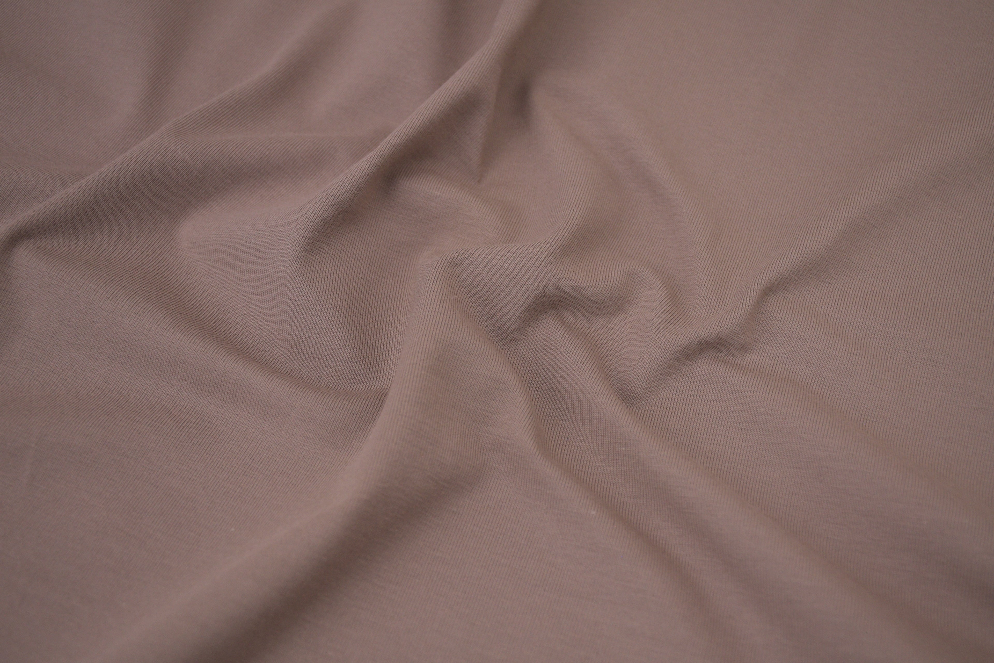 Single Jersey Knit Cotton Spandex Fabric - Smoky Brown