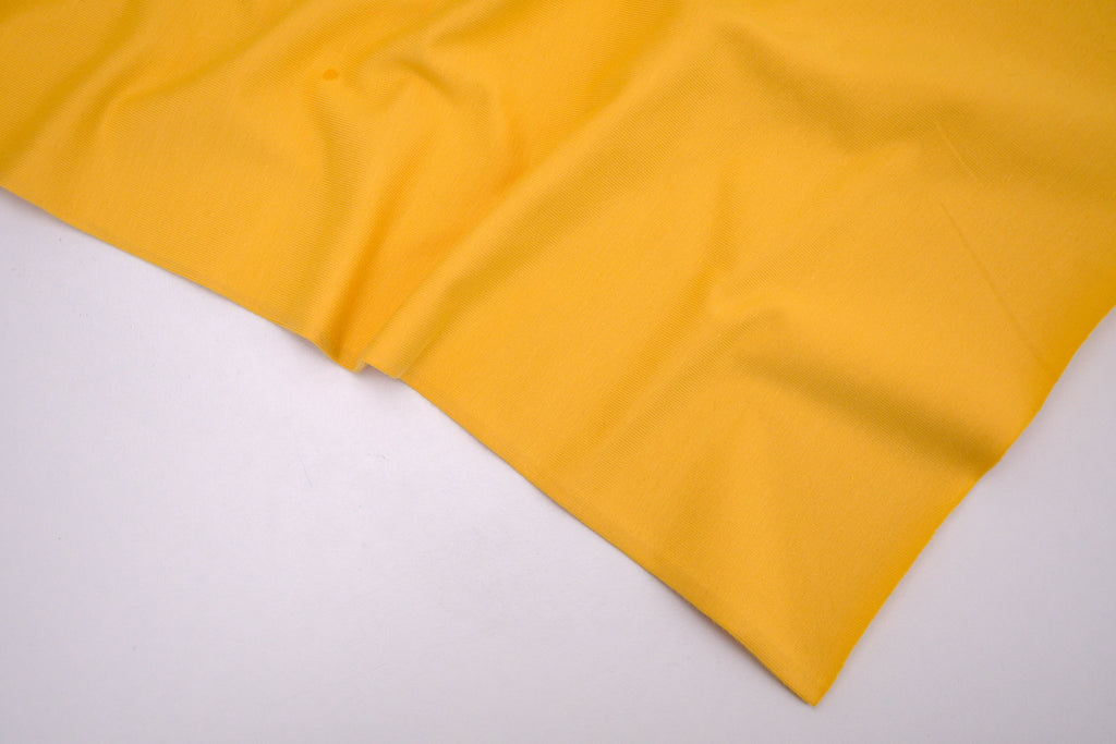 Single Jersey Knit Cotton Spandex Fabric - Bright Yellow