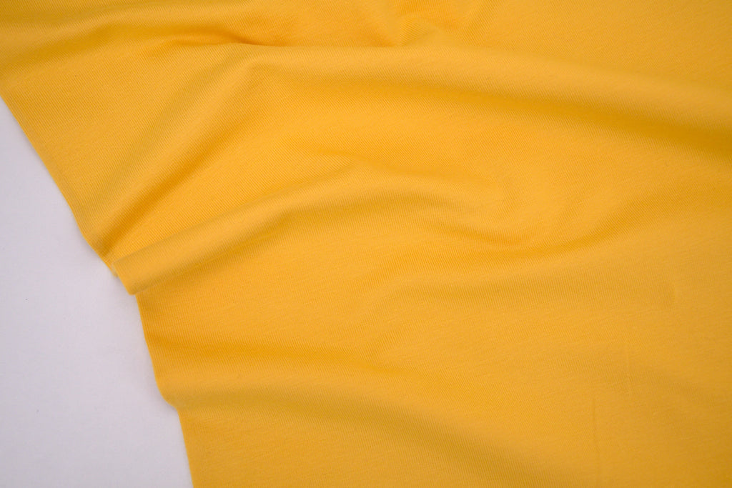 Single Jersey Knit Cotton Spandex Fabric - Bright Yellow