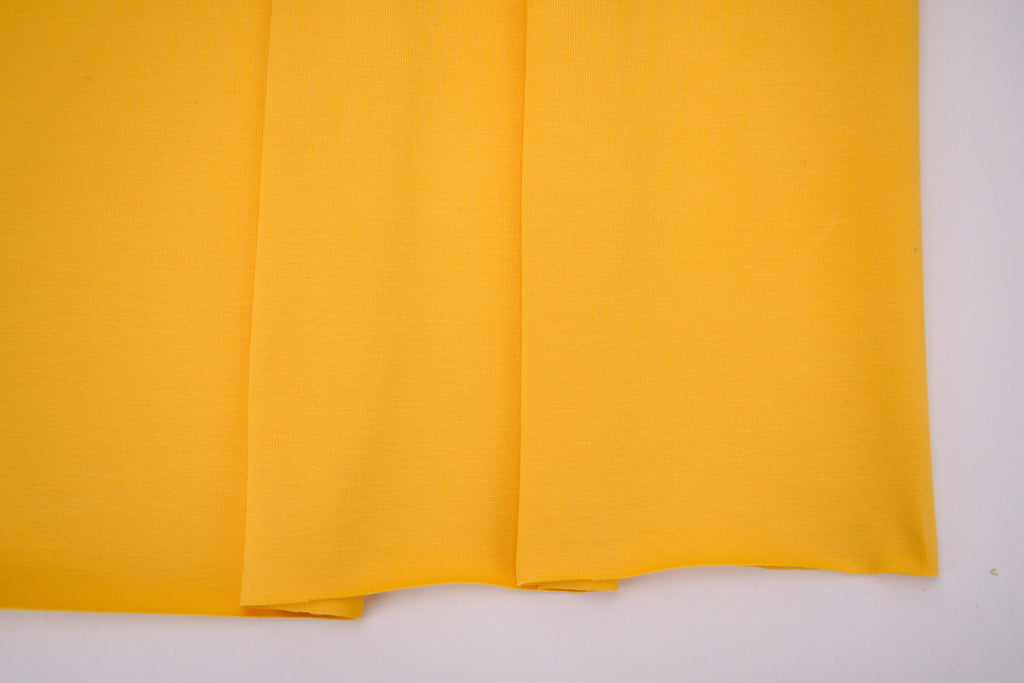 Single Jersey Knit Cotton Spandex Fabric - Bright Yellow