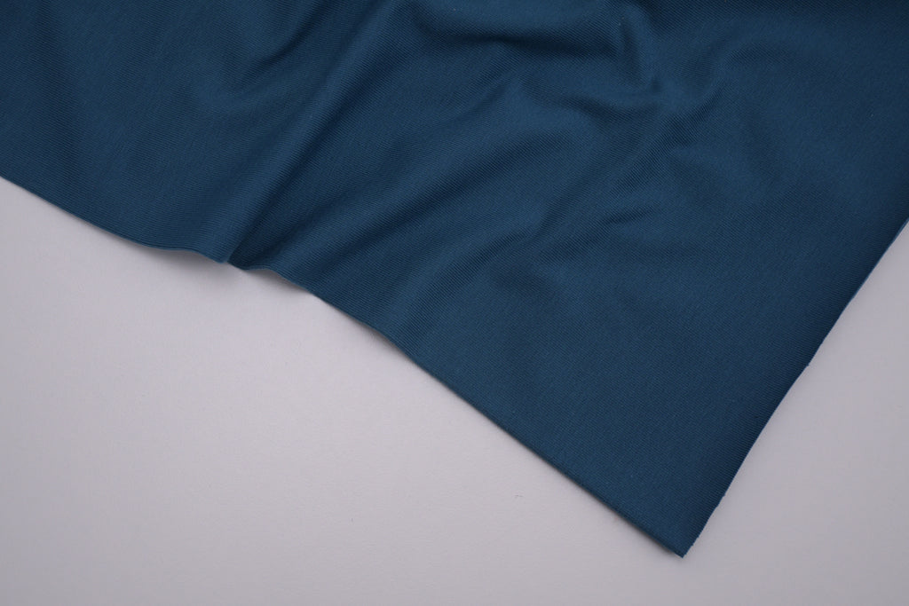 Single Jersey Knit Cotton Spandex Fabric - Teal Blue