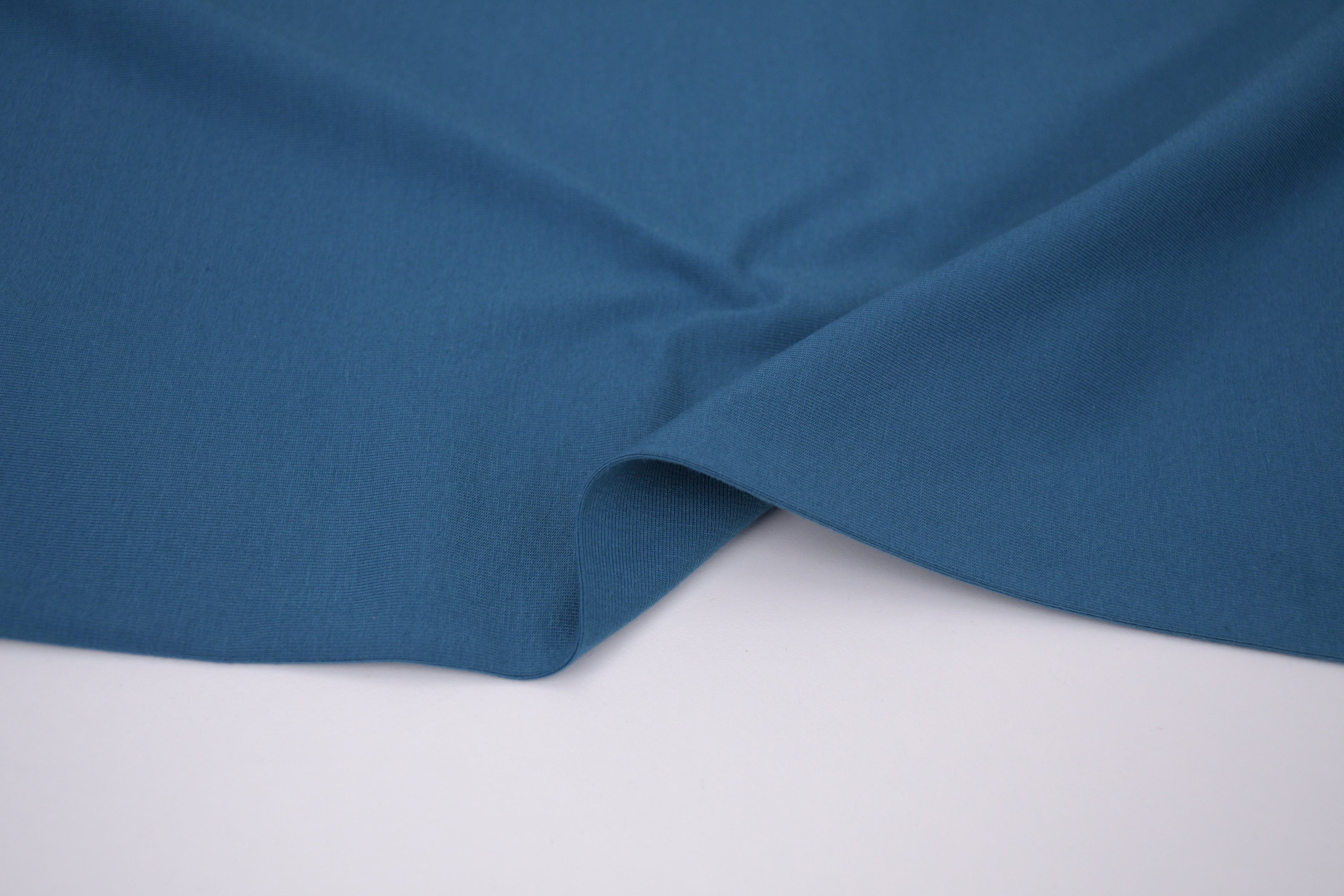 Single Jersey Knit Cotton Spandex Fabric - Teal Blue
