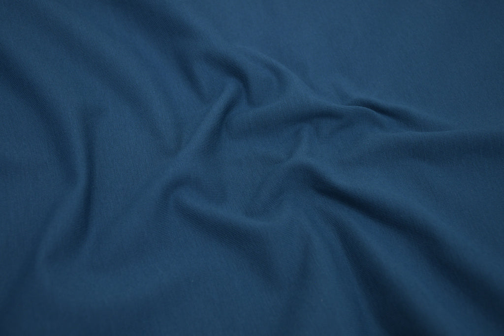 Single Jersey Knit Cotton Spandex Fabric - Teal Blue