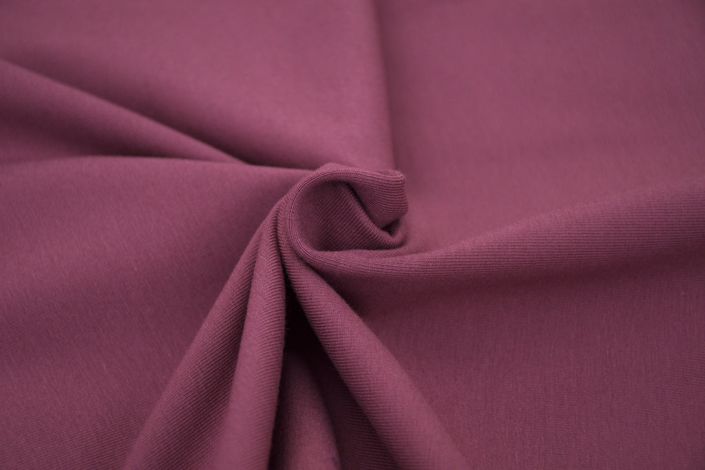 Single Jersey Knit Cotton Spandex Fabric - Soft Plum