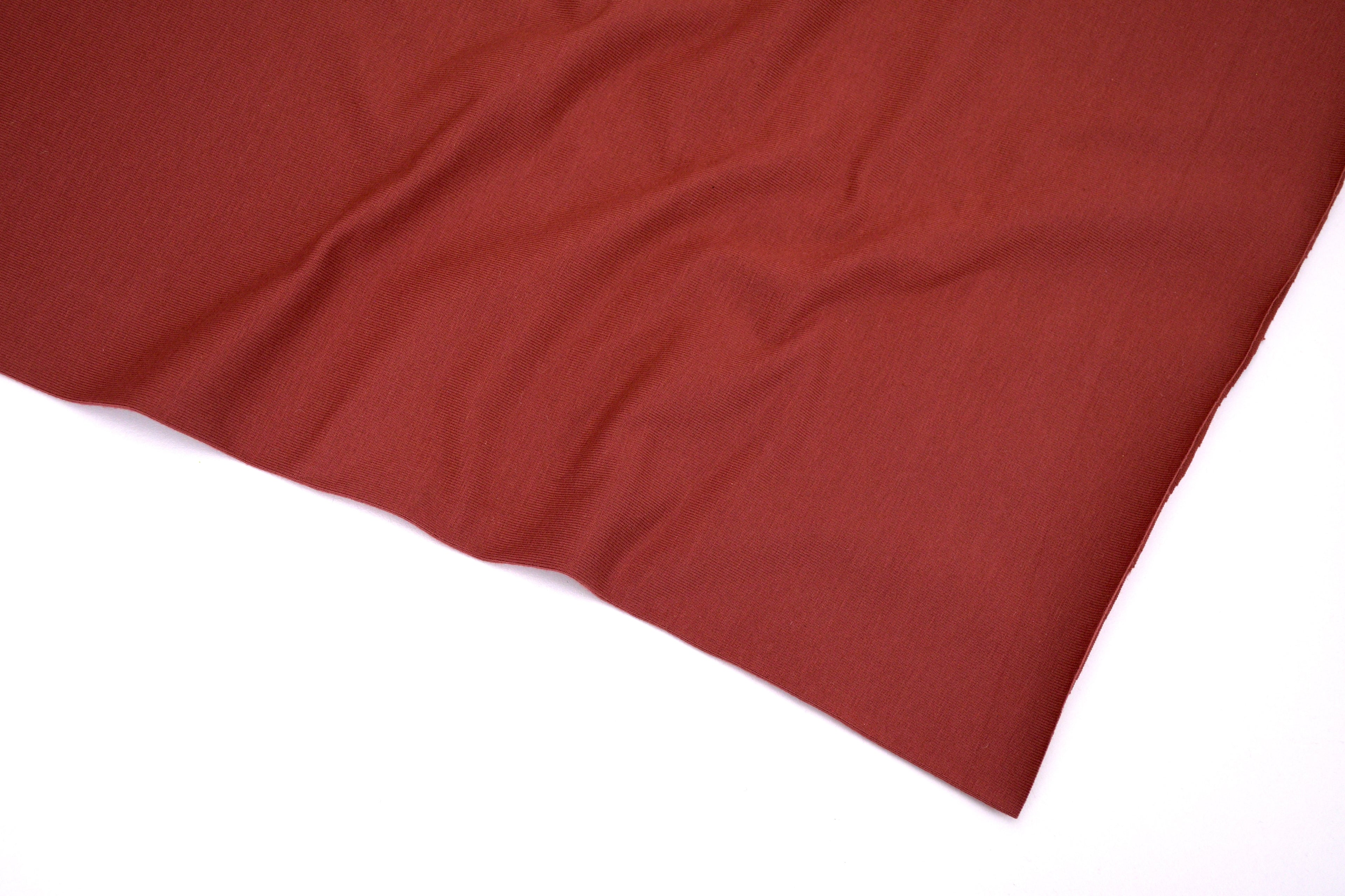 Single Jersey Knit Cotton Spandex Fabric - Rust