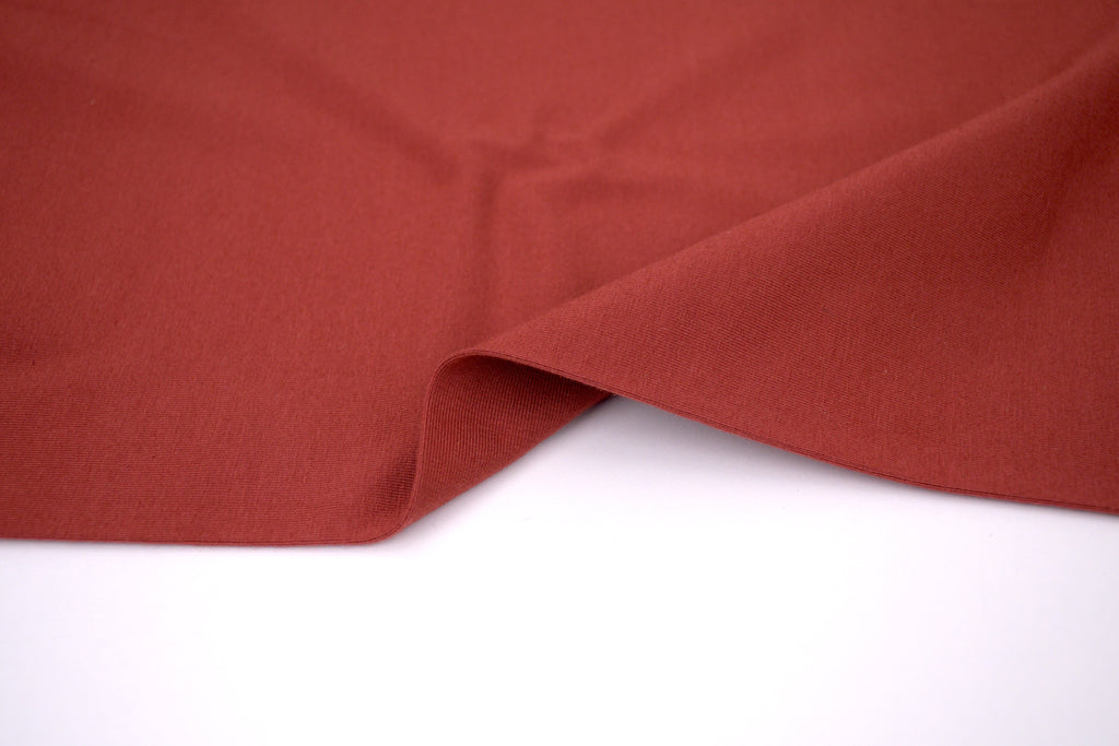 Single Jersey Knit Cotton Spandex Fabric - Rust