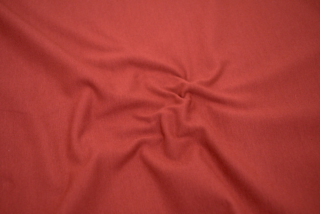 Single Jersey Knit Cotton Spandex Fabric - Rust