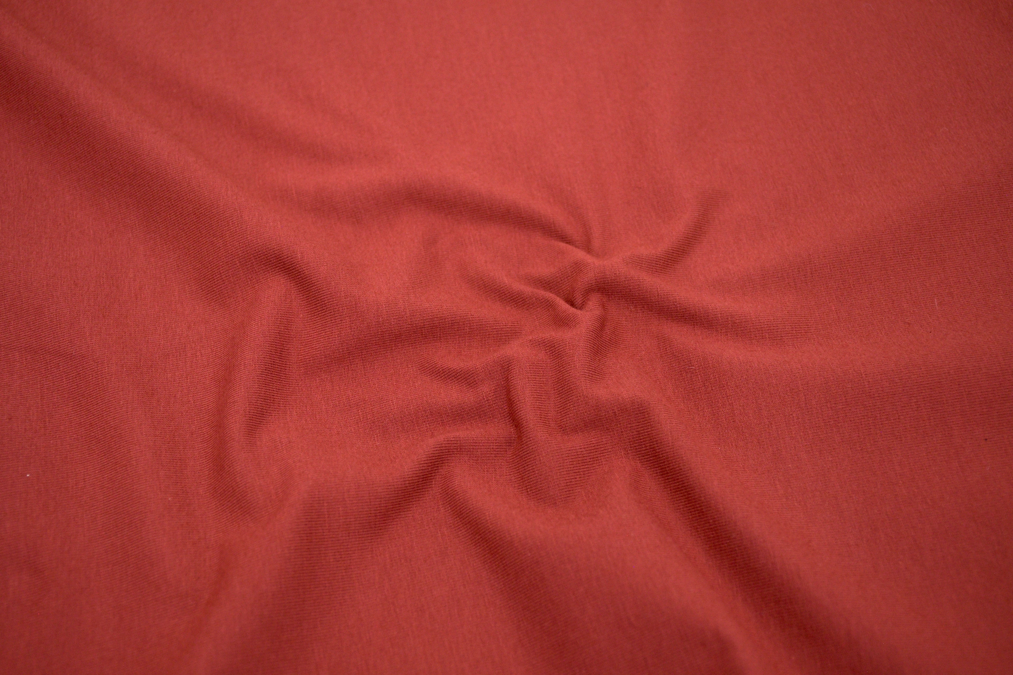 Single Jersey Knit Cotton Spandex Fabric - Rust
