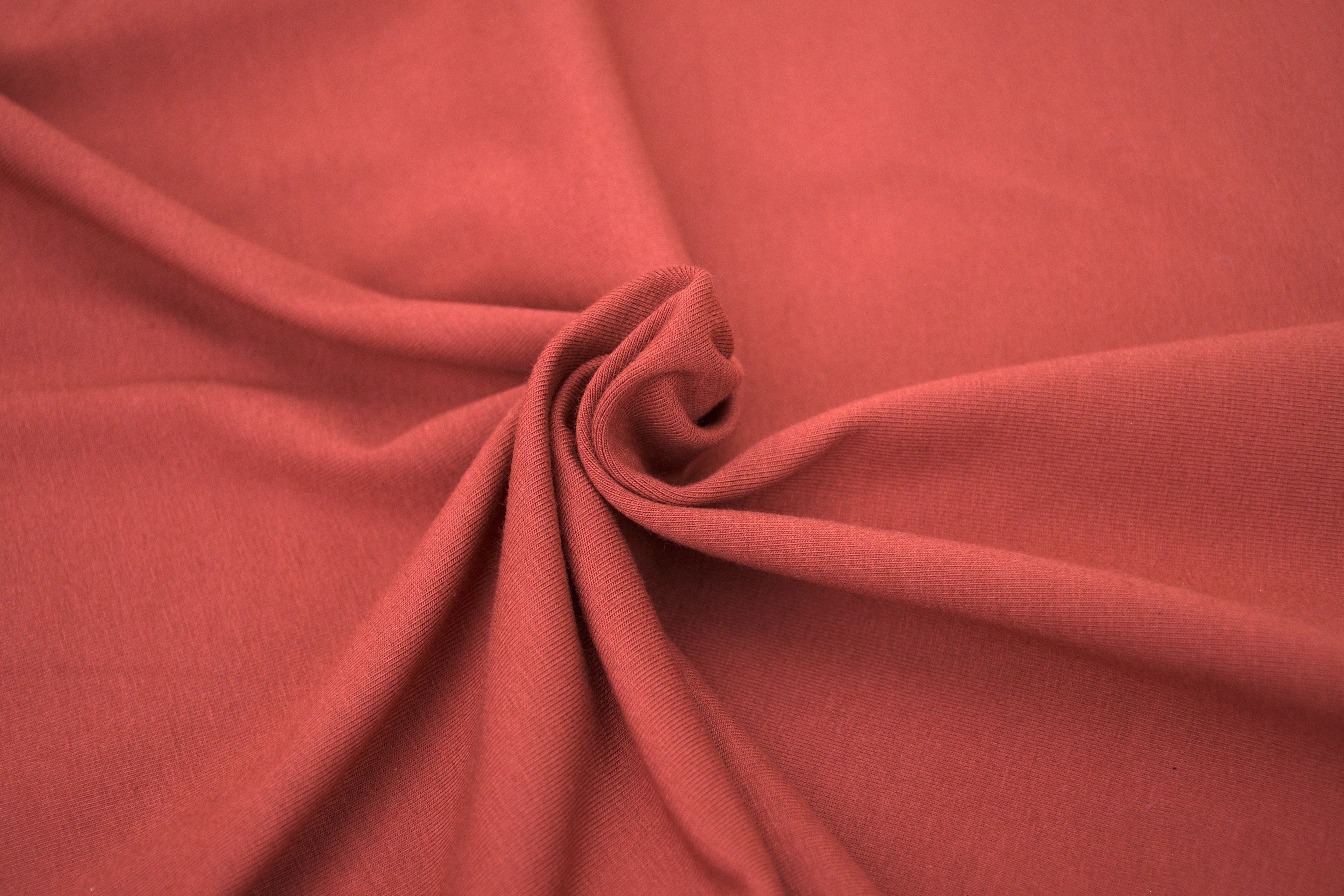 Single Jersey Knit Cotton Spandex Fabric - Rust