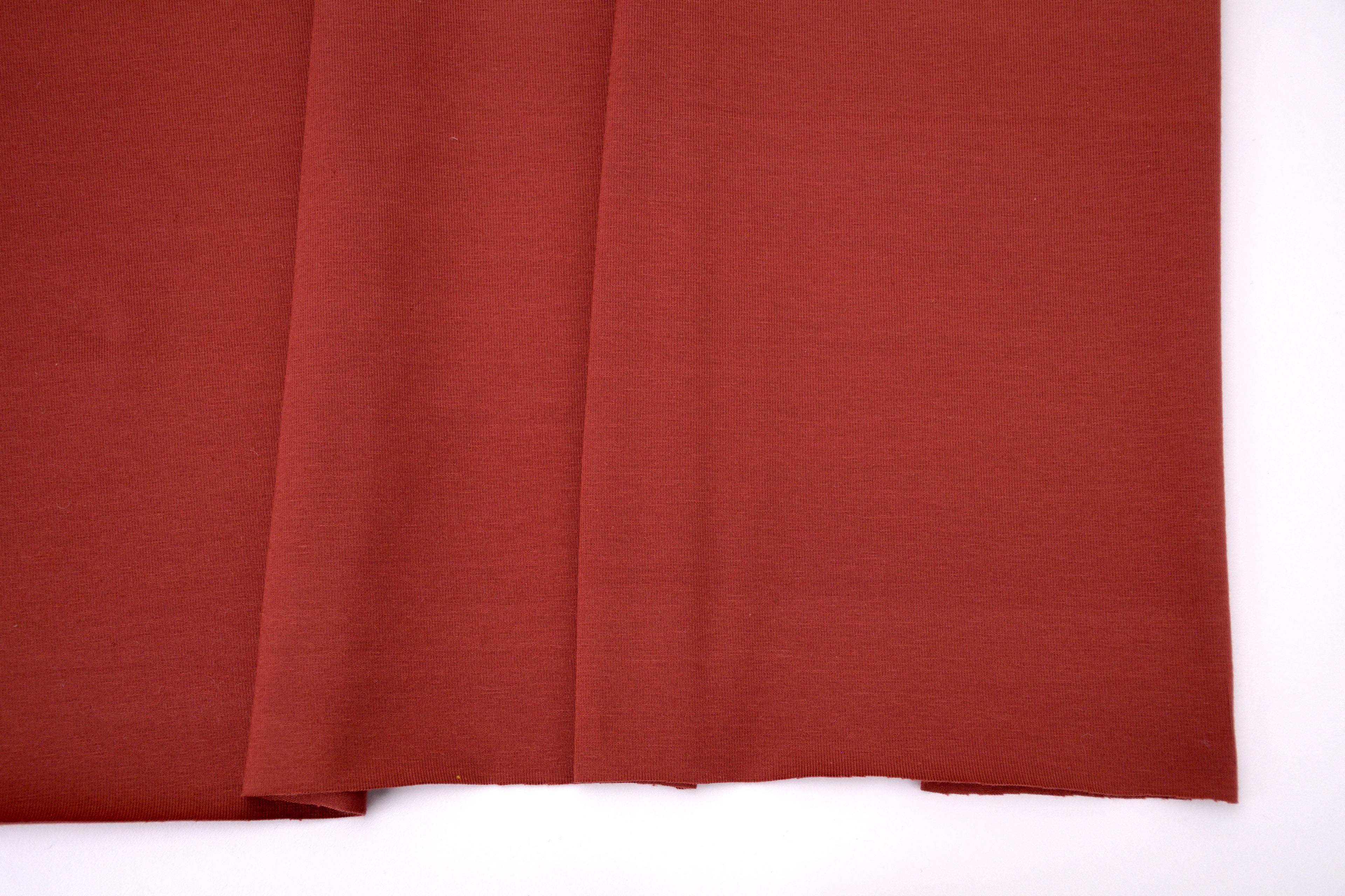 Single Jersey Knit Cotton Spandex Fabric - Rust