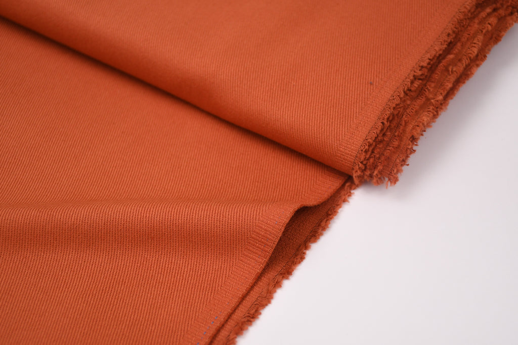 100% Cotton Bull Denim Fabric - Burnt Coral