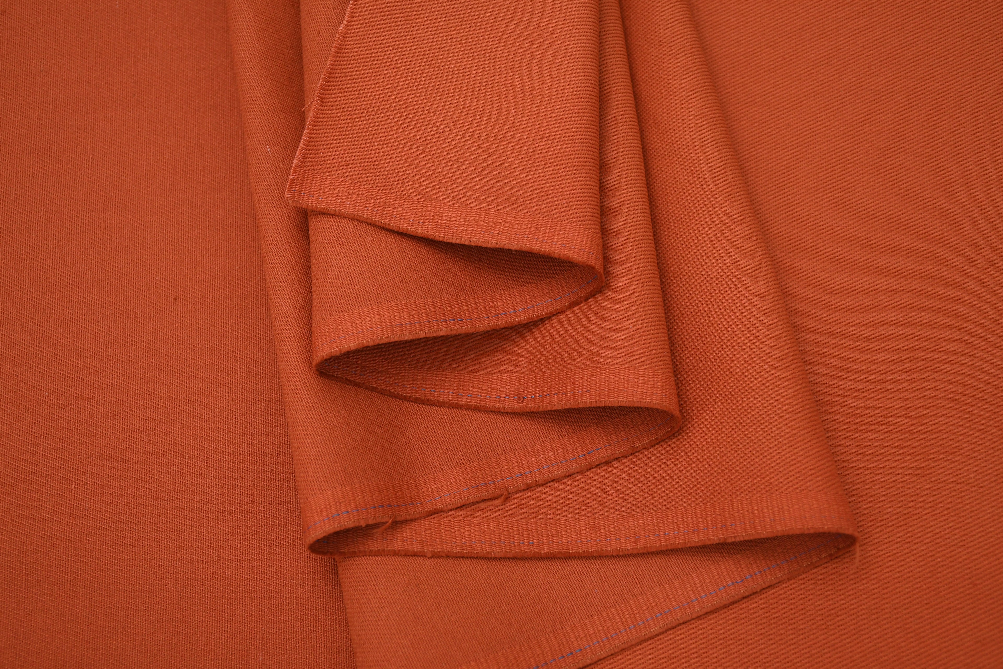 100% Cotton Bull Denim Fabric - Burnt Coral