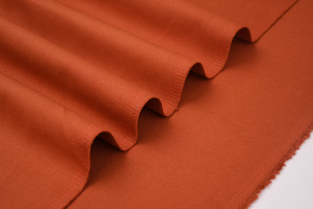 100% Cotton Bull Denim Fabric - Burnt Coral