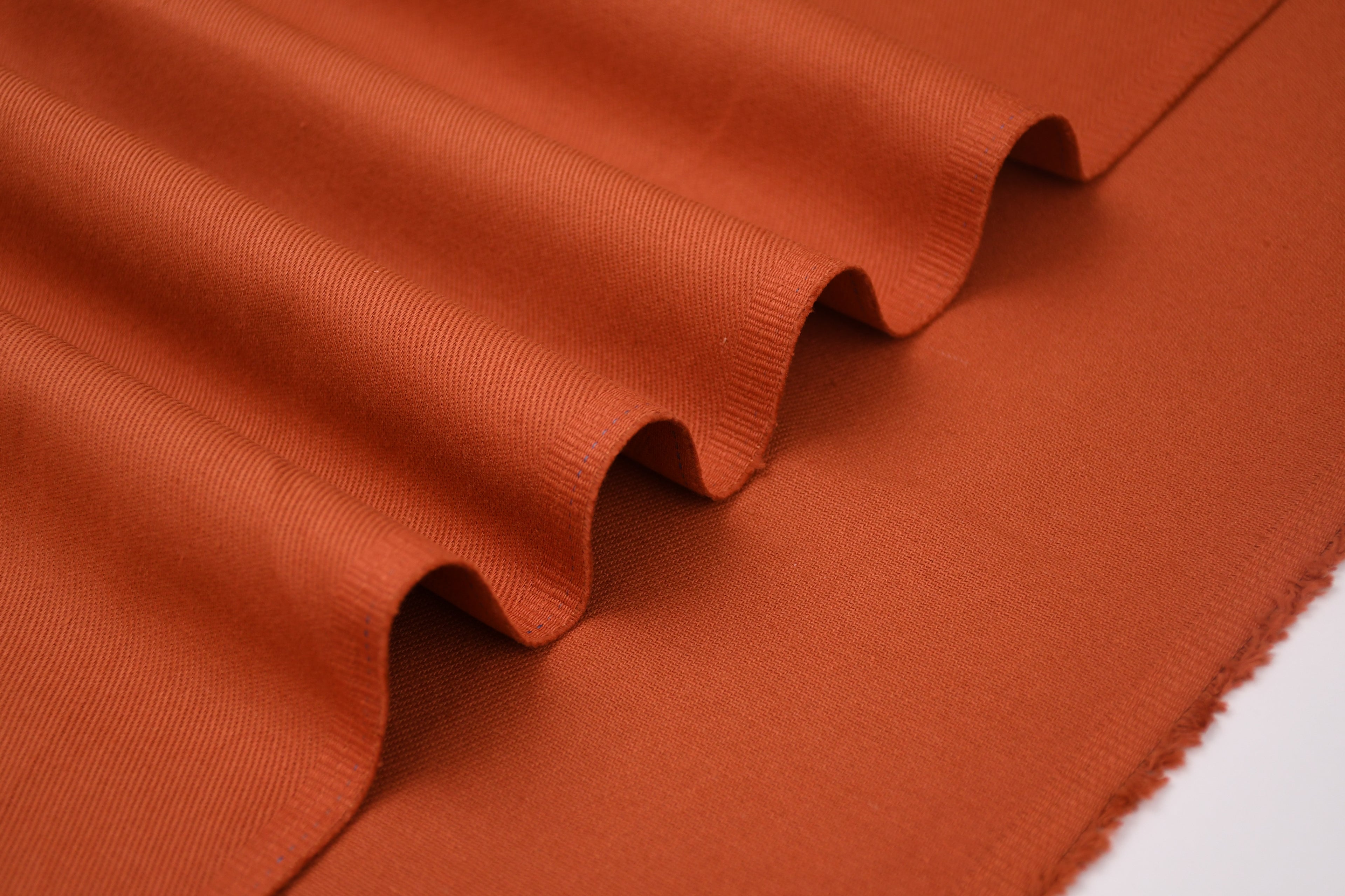 100% Cotton Bull Denim Fabric - Burnt Coral