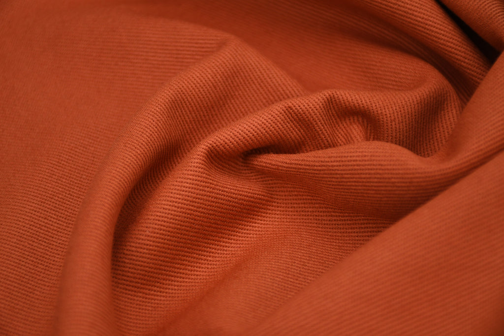 100% Cotton Bull Denim Fabric - Burnt Coral