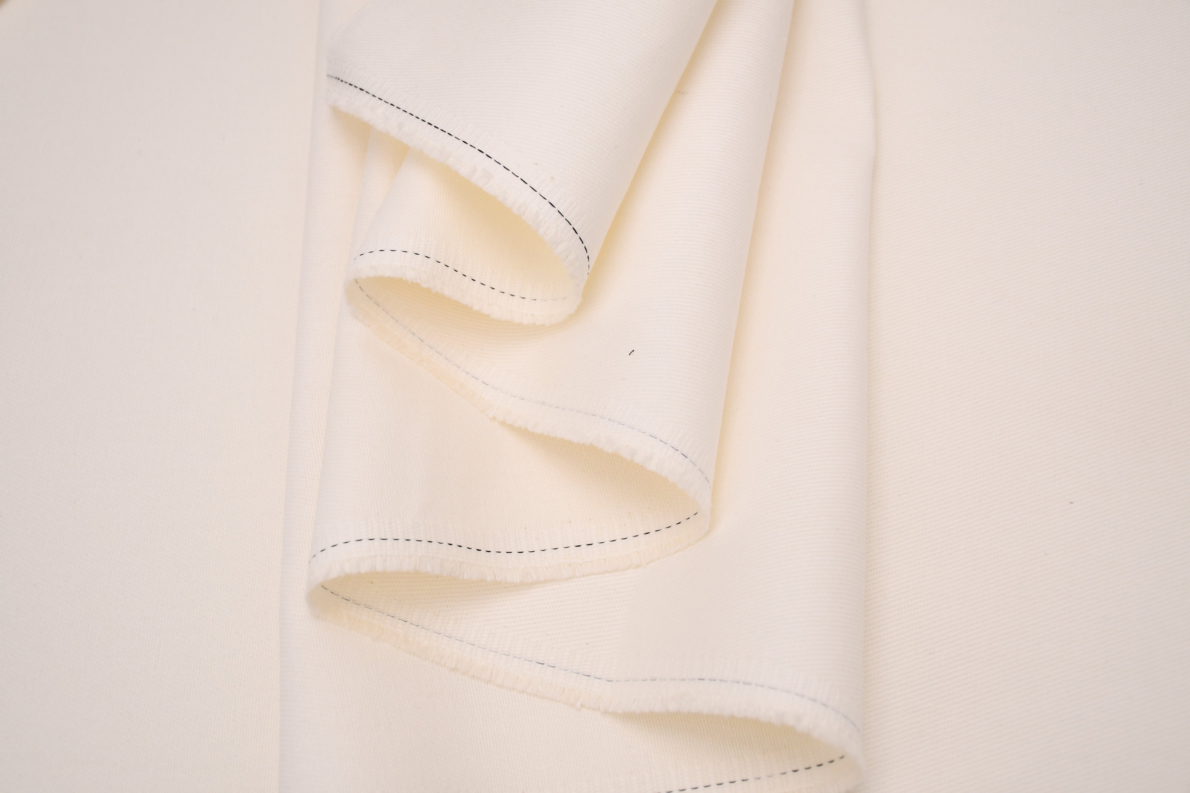 100% Cotton Bull Denim Fabric - Off White